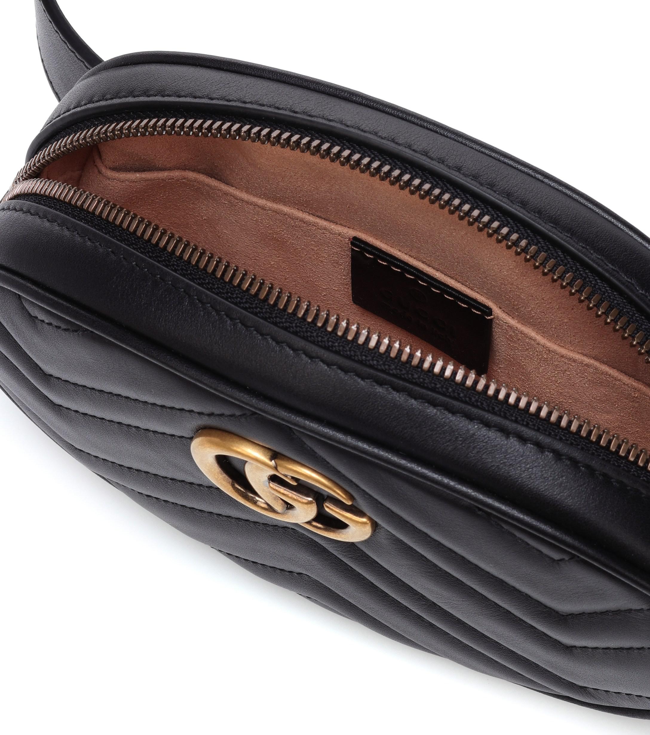 Gucci GG Marmont Small Matelasse Leather Belt Bag in Black - Lyst