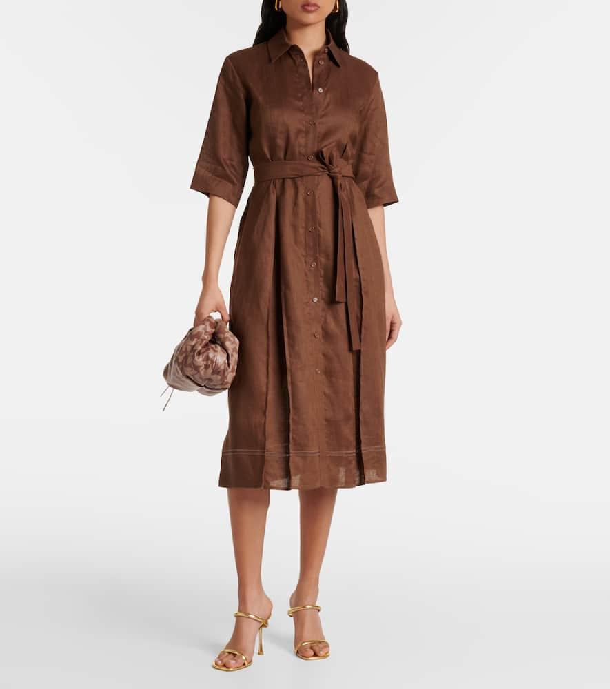 knee length dresses for ladies Linen Shirt Dress in Kentish Town Check