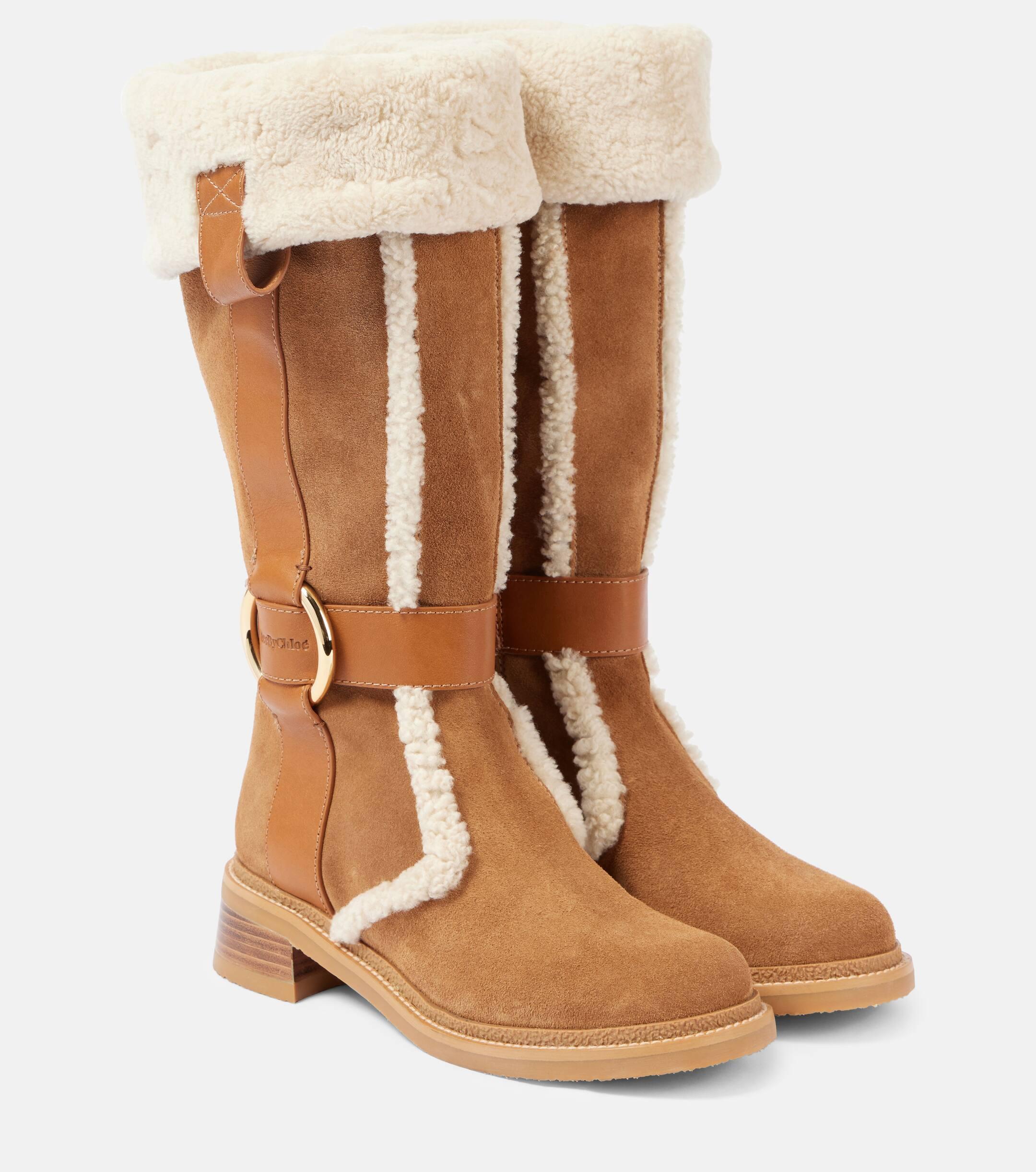 Chloe shearling boots best sale