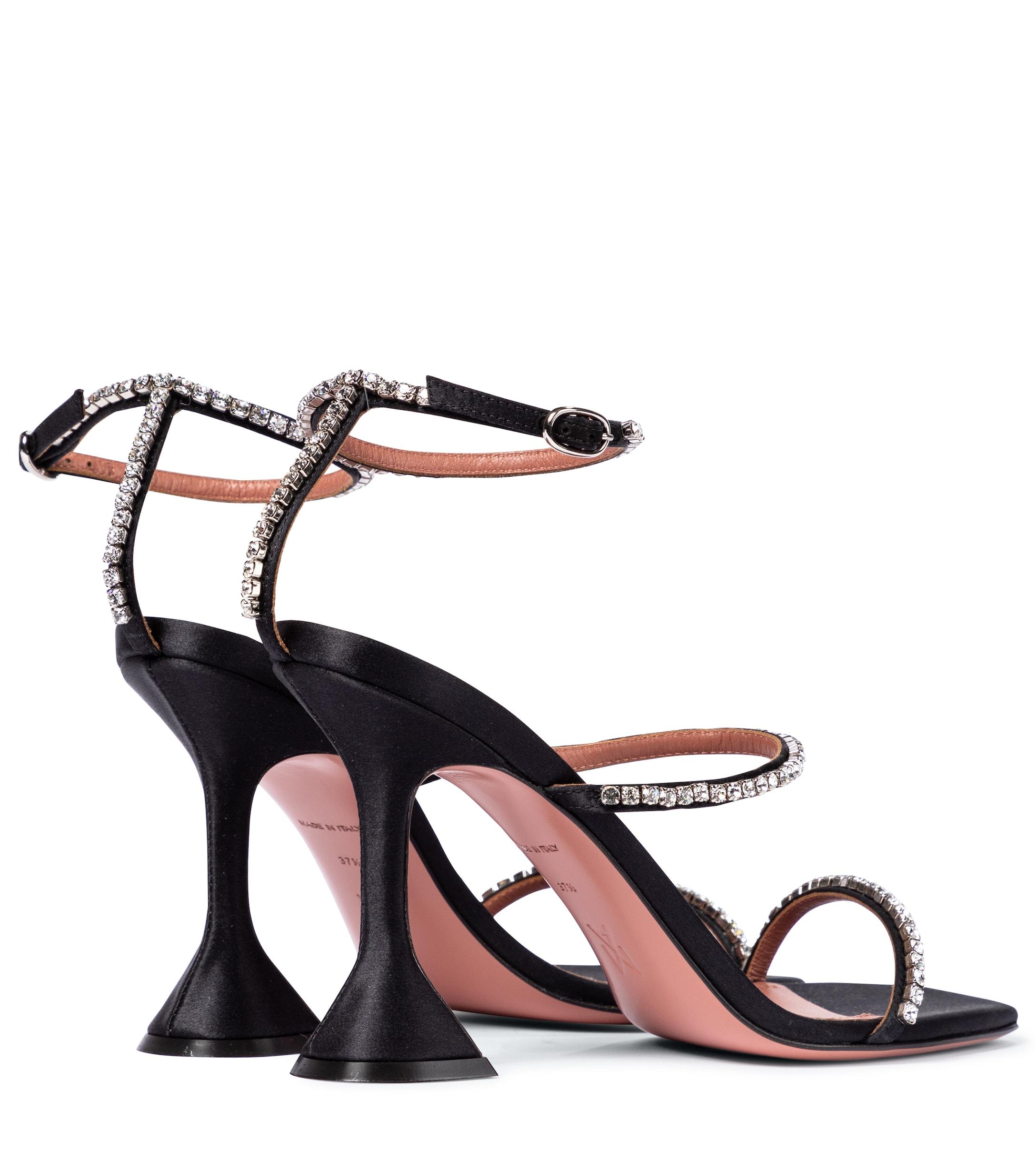AMINA MUADDI Gilda Embellished Satin Sandals in Black - Save 12% - Lyst