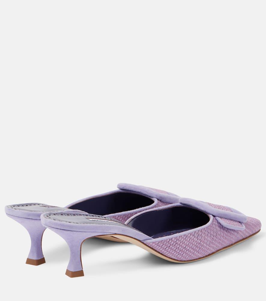 Manolo Blahnik Maysale 50 Raffia Mules in Purple Lyst