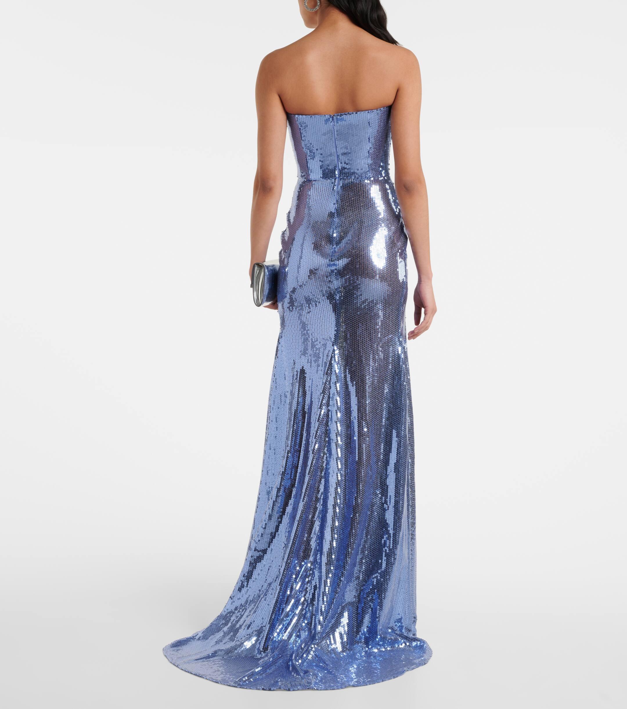 blue dress light blue Alex Perry Prescott Ruched Midi Dress With Gloves