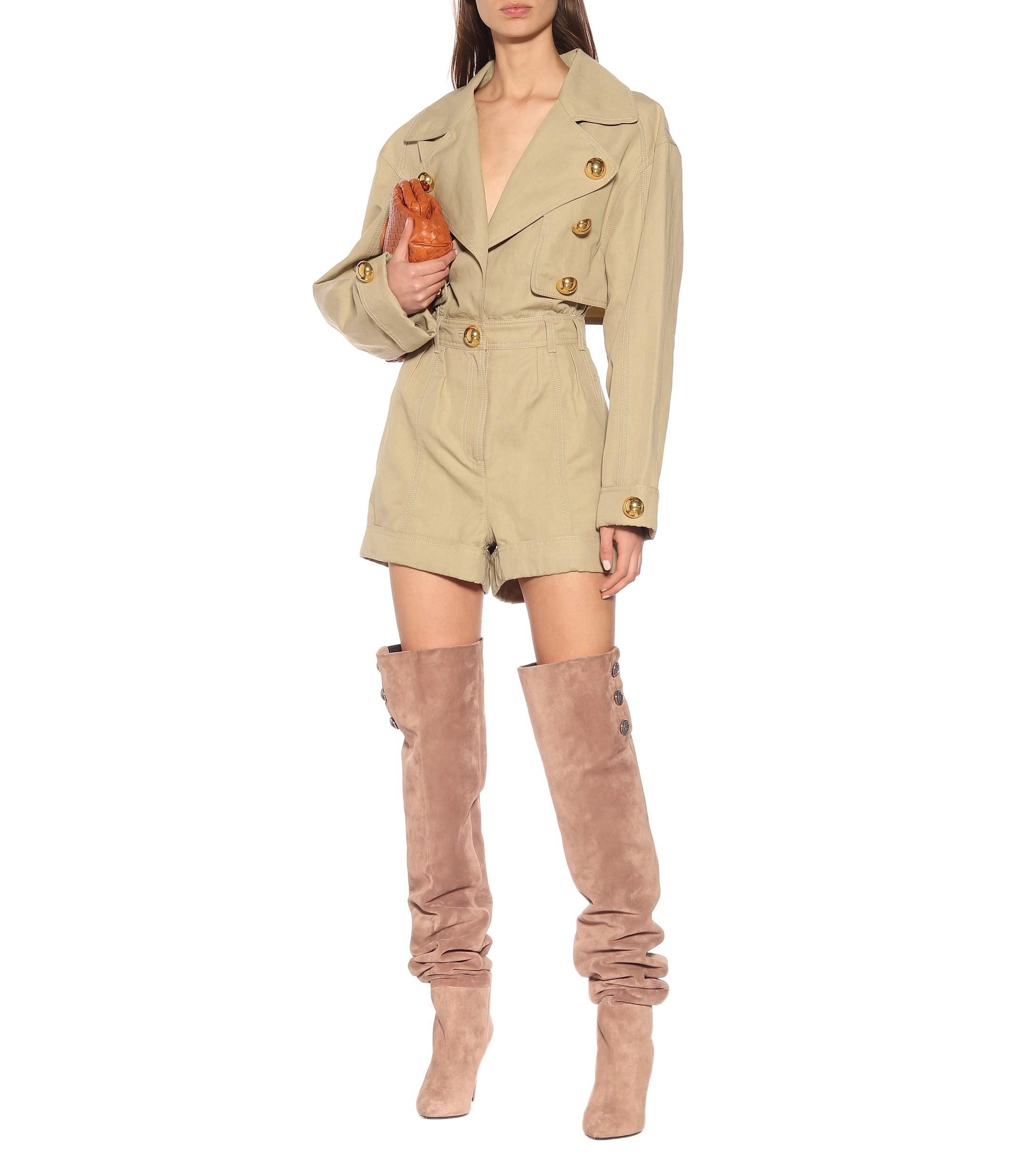 beige suede over the knee boots
