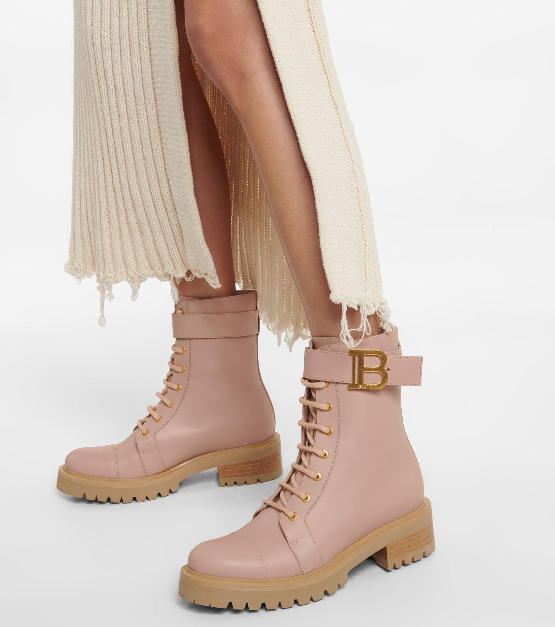 Balmain Ranger Leather Ankle Boots in Natural | Lyst