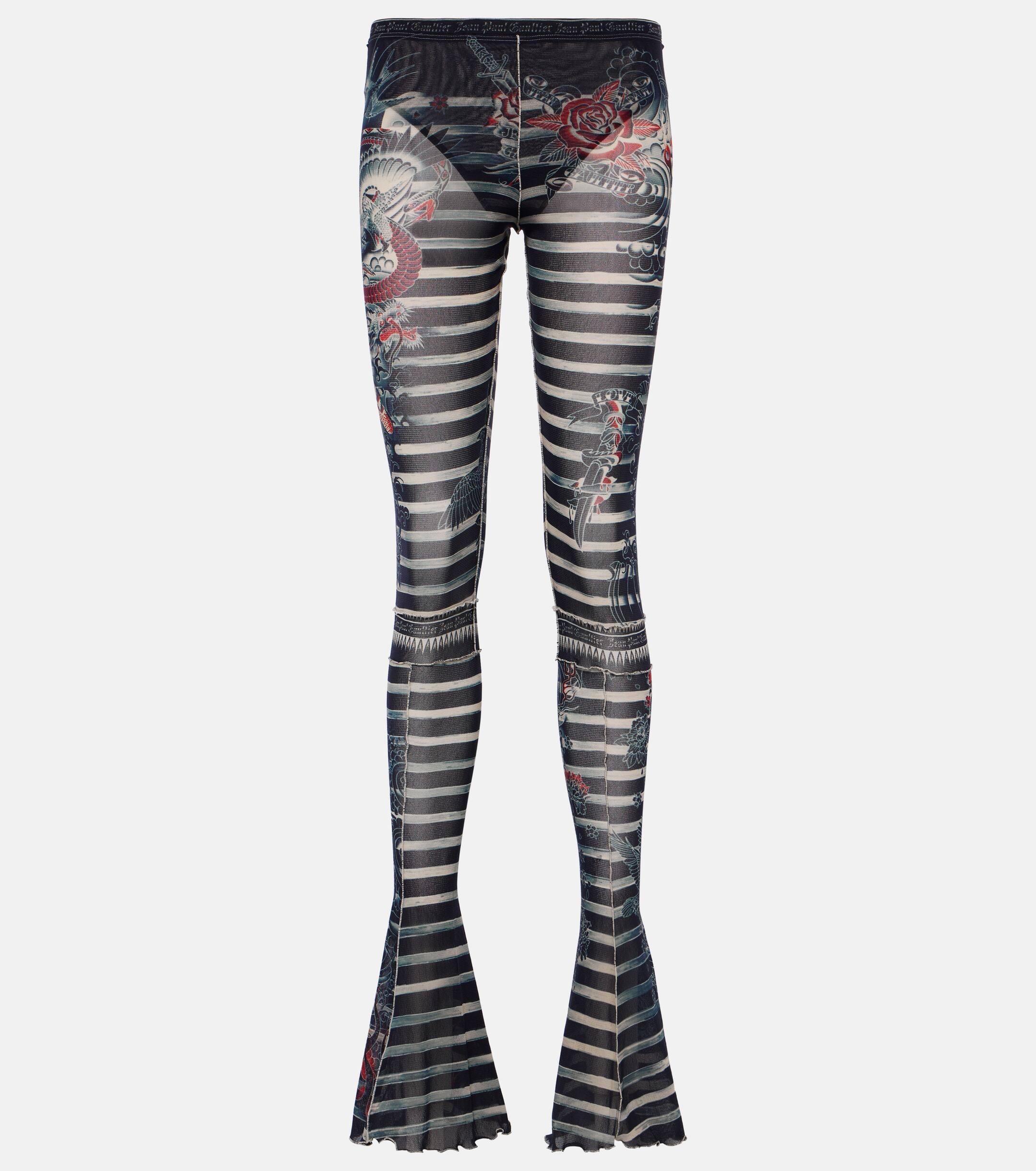 タイツ・ソックス JEAN PAUL GAULTIER SIGNATURE TIGHTS Crystal-embellished tights in blue - Jean Paul Gaultier