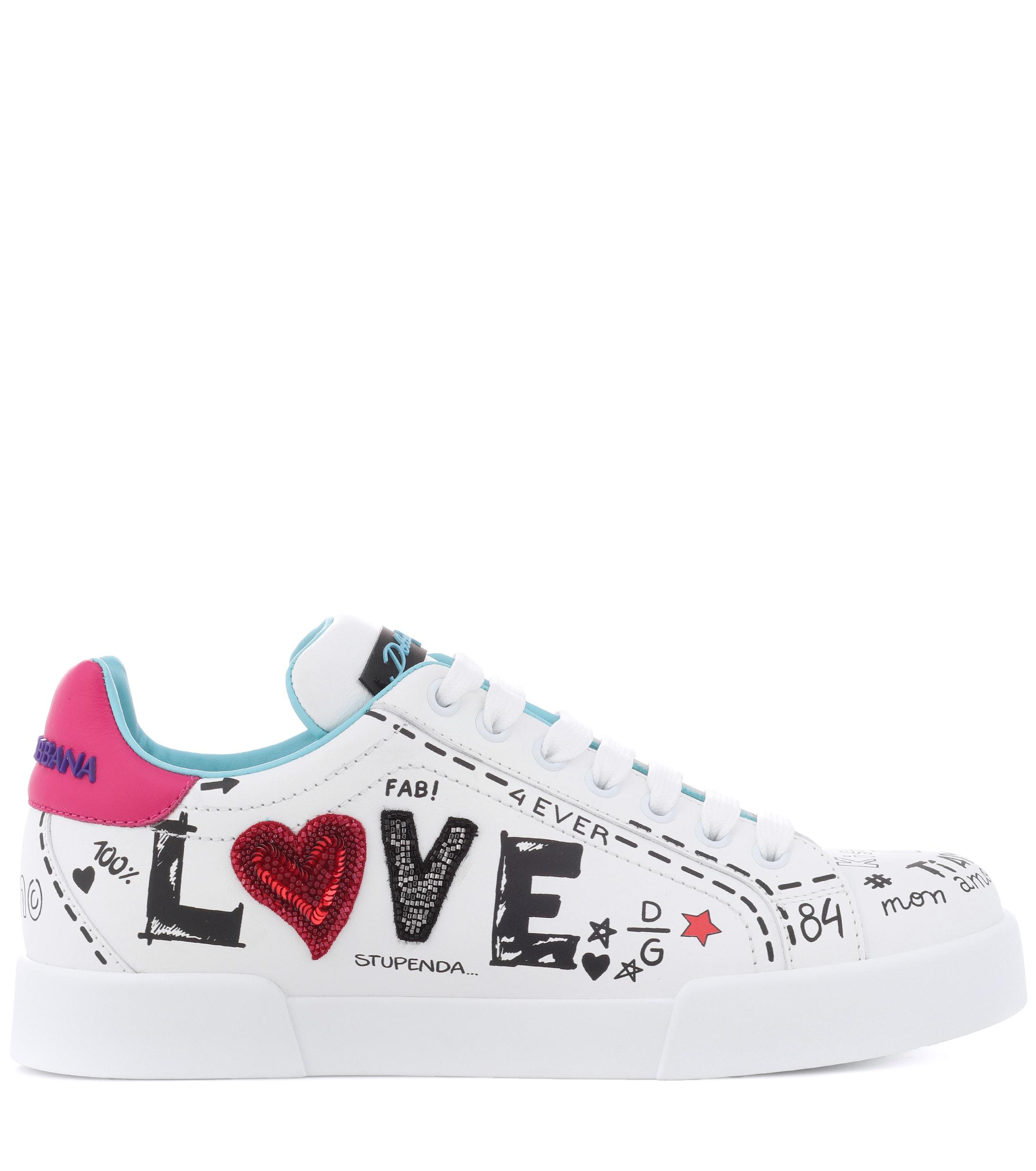 Women's White Portofino Leather Sneakers Women's White Portofino Leather Sneakers
