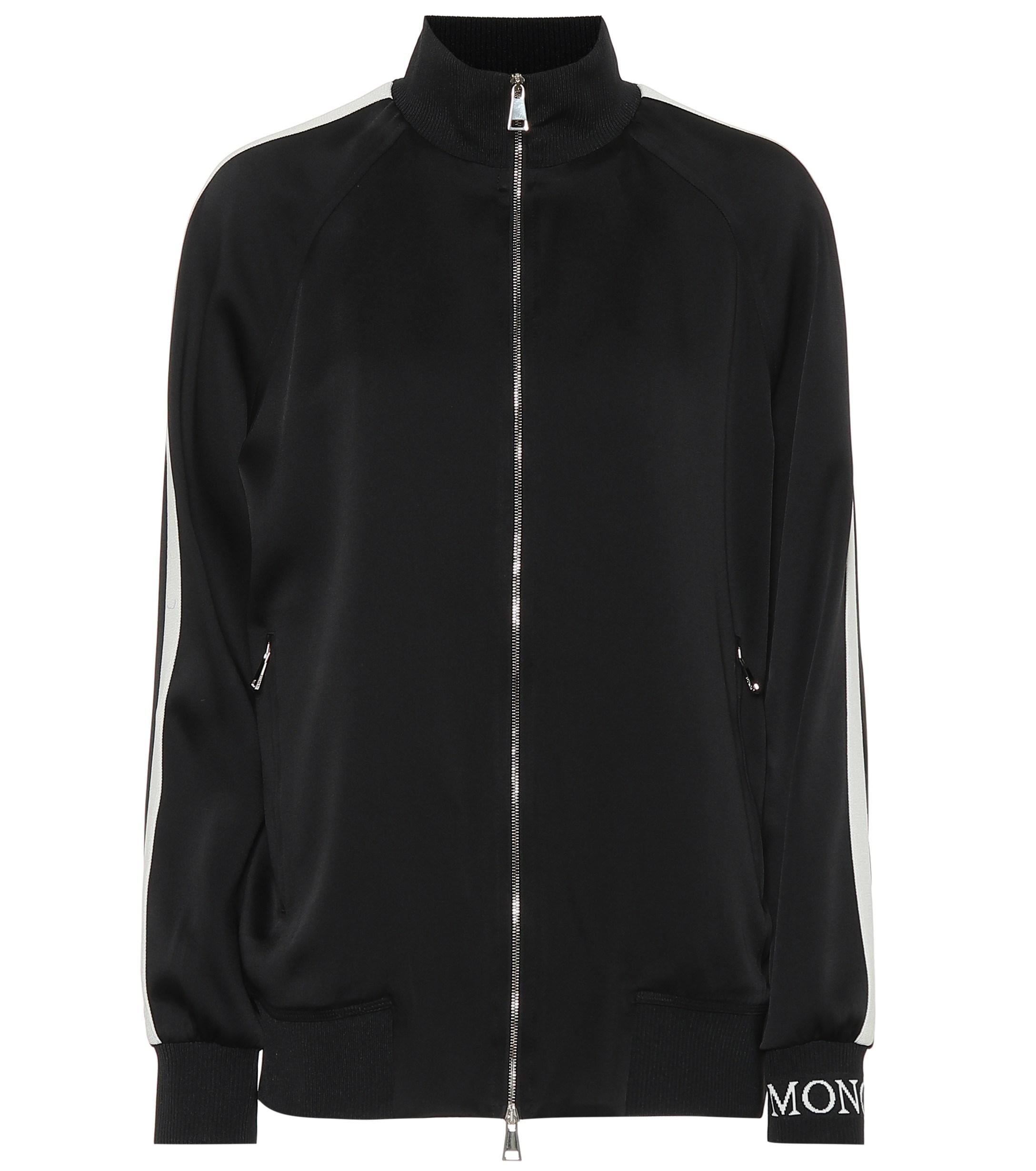 Moncler Satin Track Jacket in Black Lyst