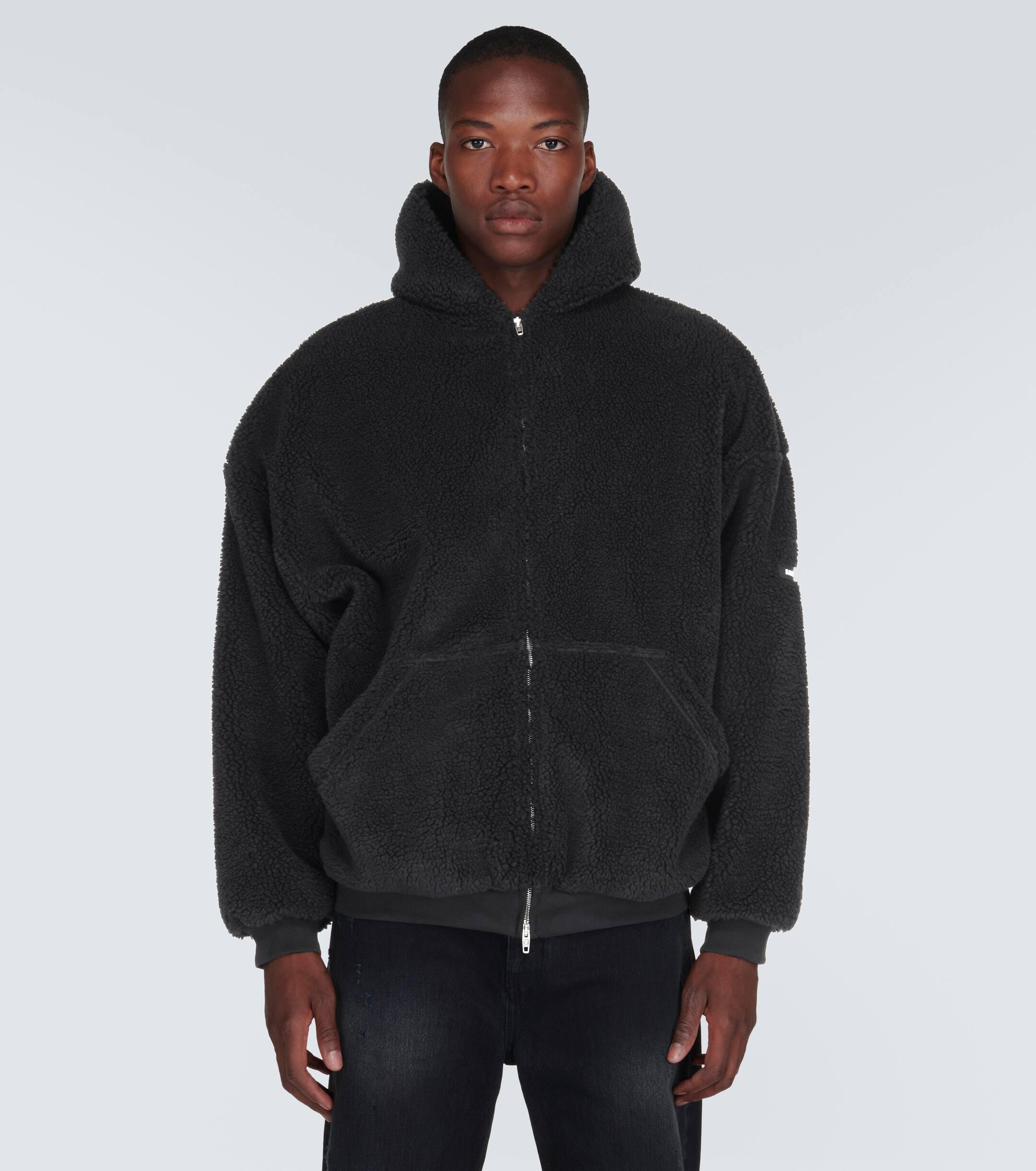 Balenciaga Oversized Fleece Hoodie in Black for Men Lyst UK