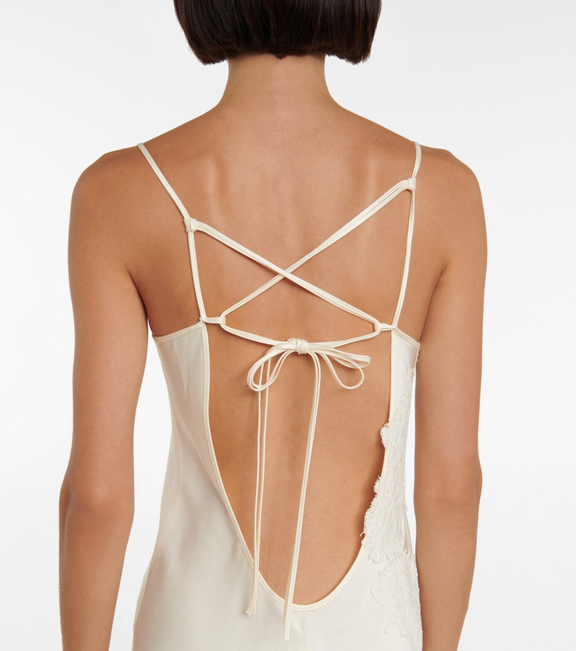 Victoria Beckham Bridal Lace-embroidered Satin Maxi Dress in White | Lyst