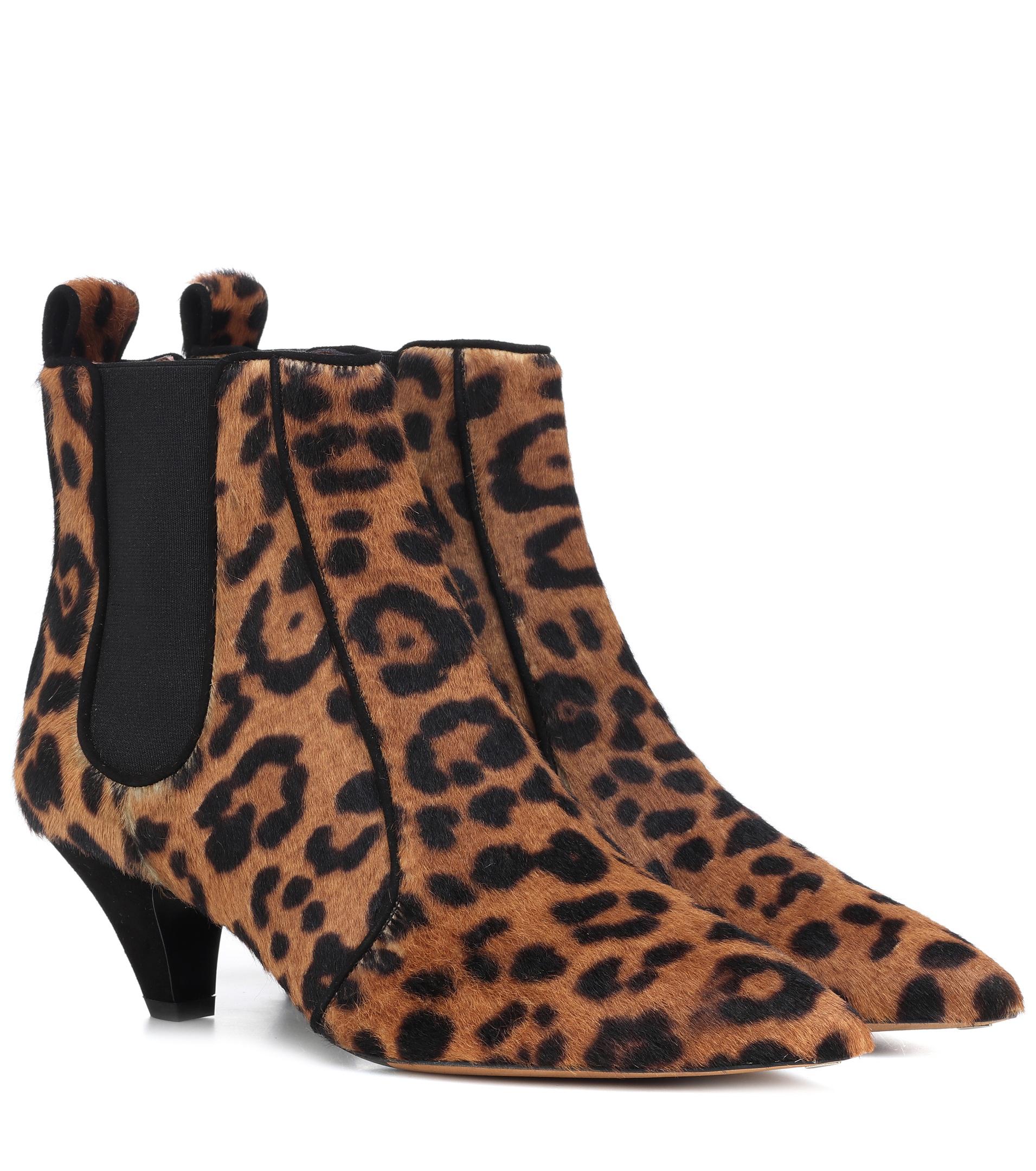 leopard kitten heel ankle boots