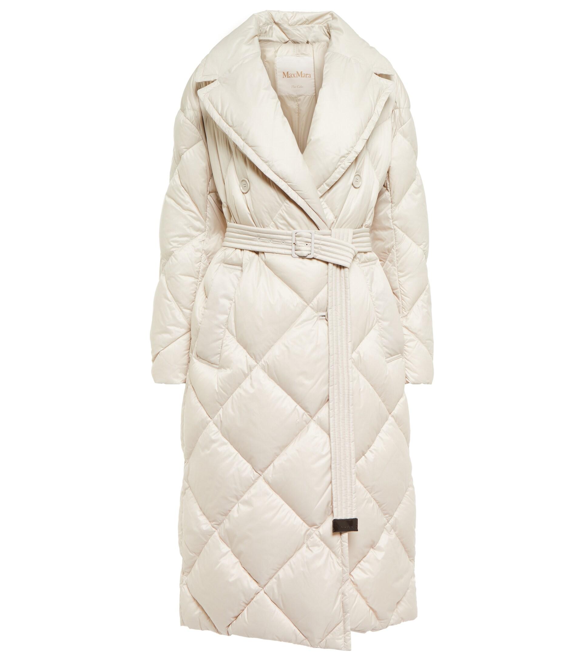 Max Mara The Cube Double-breasted Down Coat in Natural | Lyst