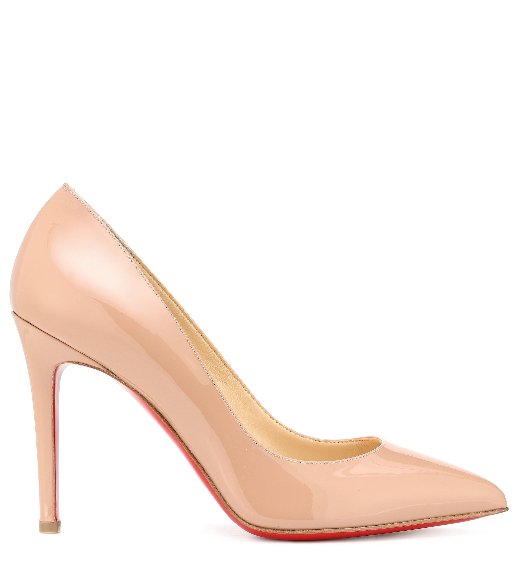 Christian Louboutin Pigalle 100 Patent Leather Pumps in Nude (Natural ...