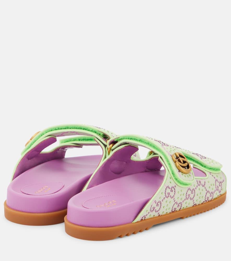 Gucci Gg Canvas Crystal-Embellished Sandals in Pink | Lyst