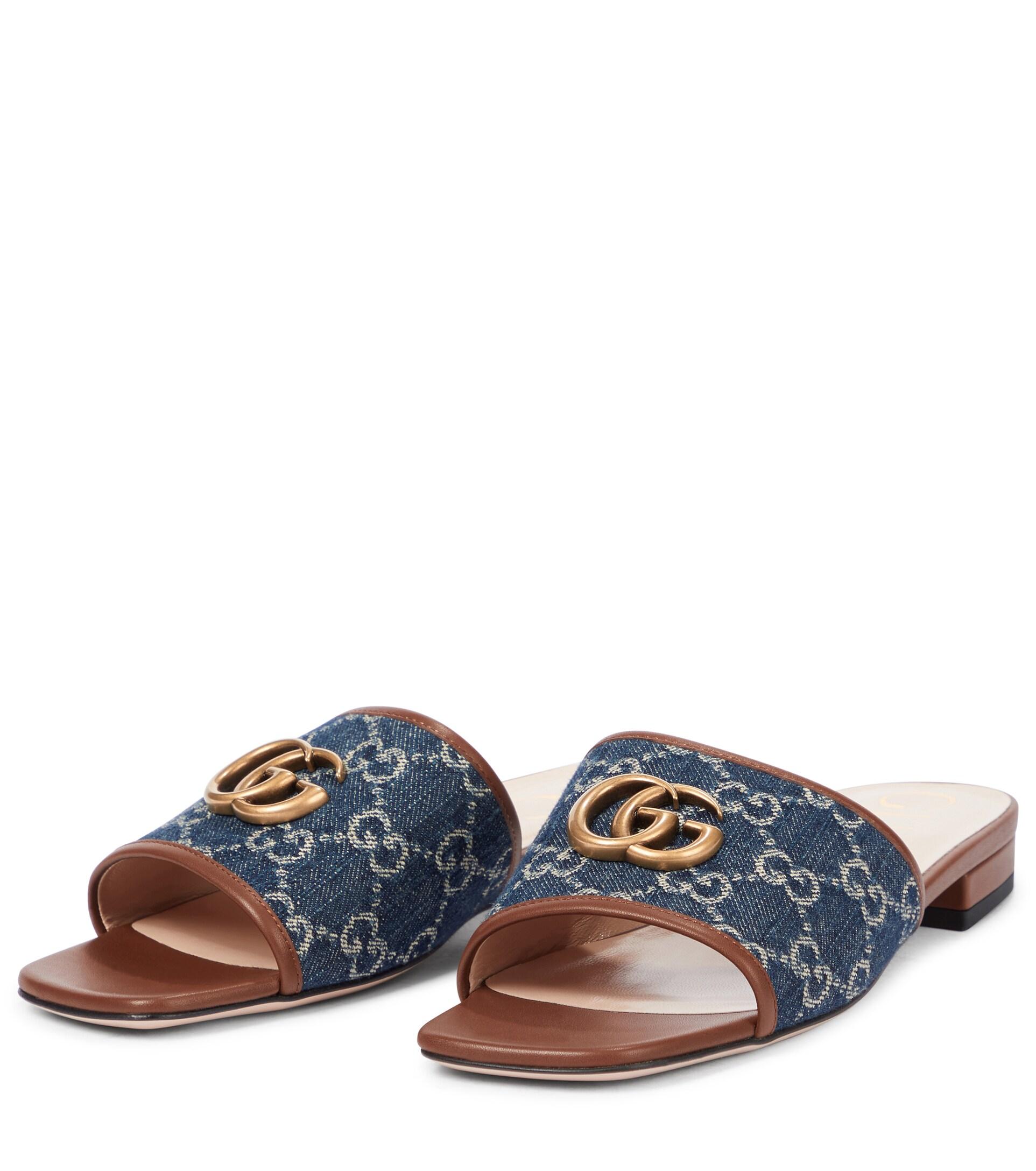 Gucci Slide Sandal With Double G in Blue Lyst