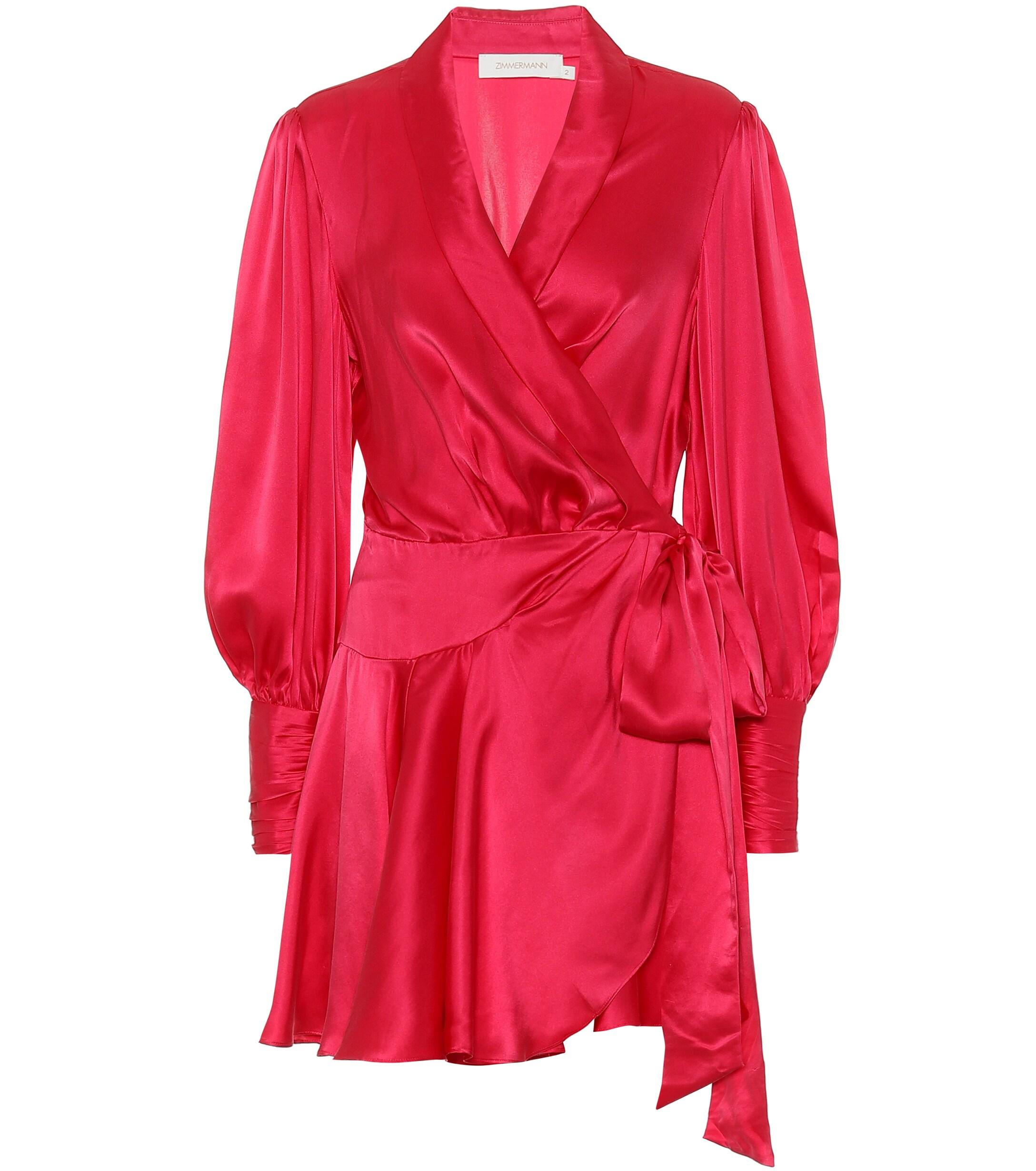 Zimmermann Wavelength Silk-satin Dress in Pink - Lyst