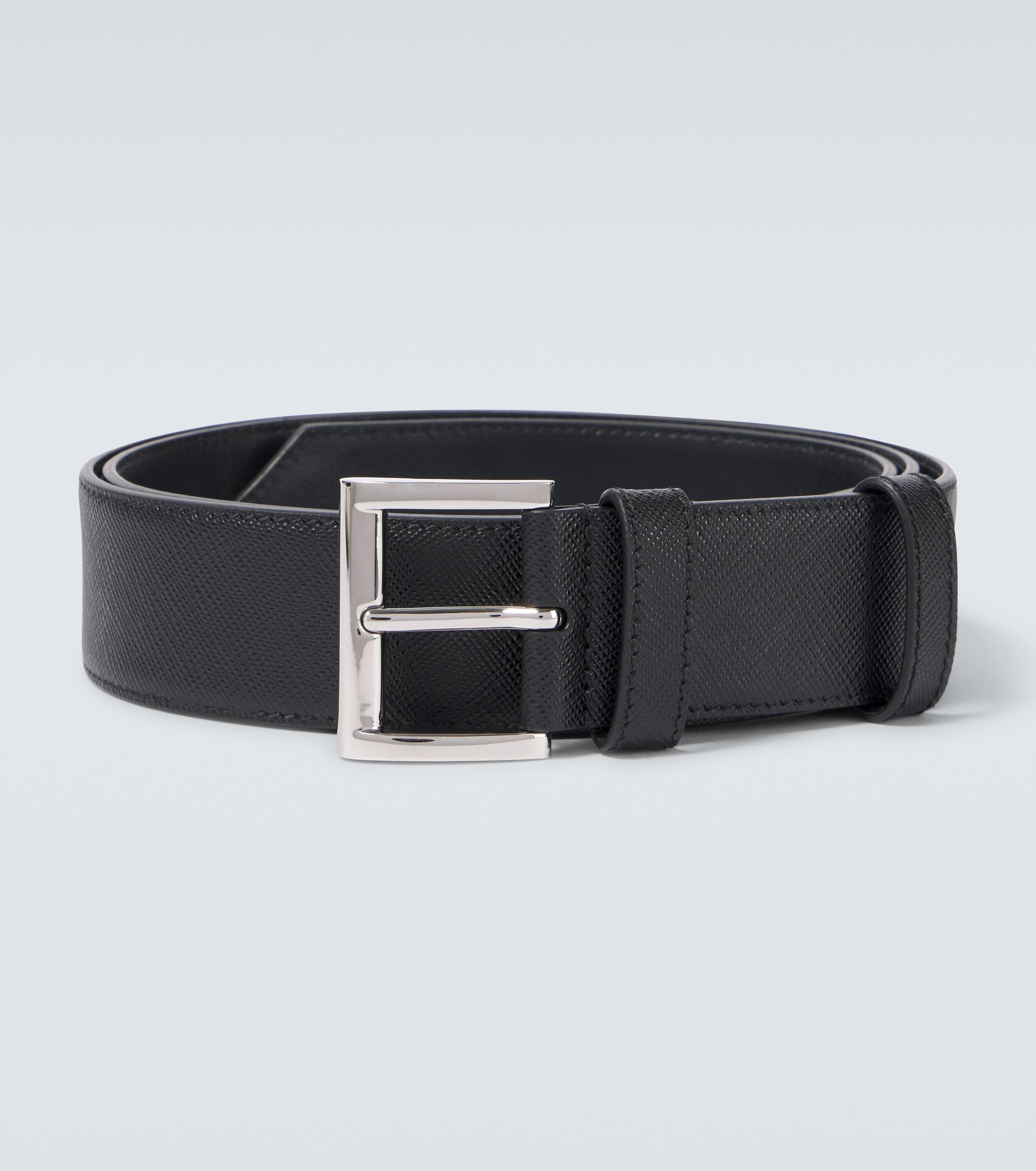 Prada Saffiano Leather Belt in Black for Men Lyst UK