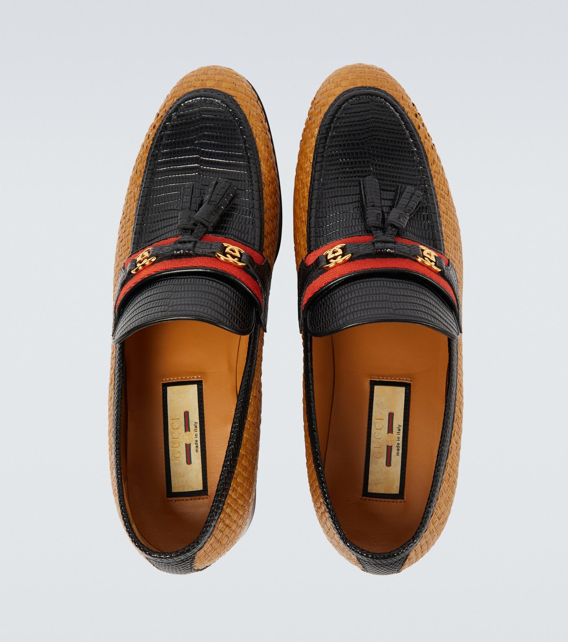 Antagelser, antagelser. Gætte døråbning underjordisk Gucci GG Raffia-effect Loafers for Men | Lyst