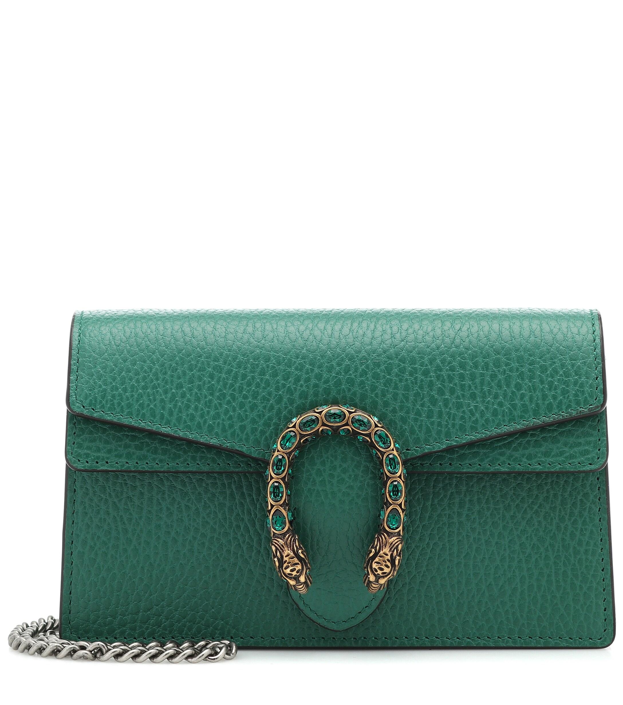Gucci Dionysus Leather Super Mini Bag in Green - Lyst