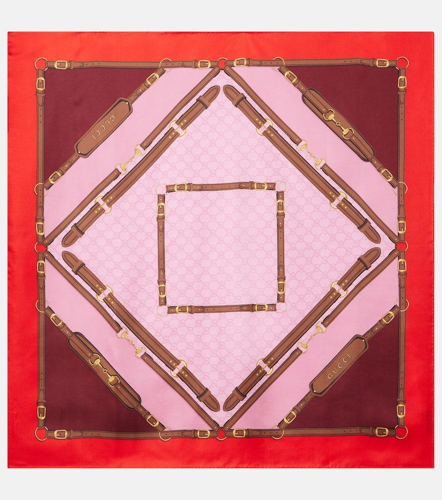 GUCCI GGパターン シルクスカーフ ベージュ/レッド GUCCI GGパターン シルクスカーフ ベージュ/レッド GUCCI GG