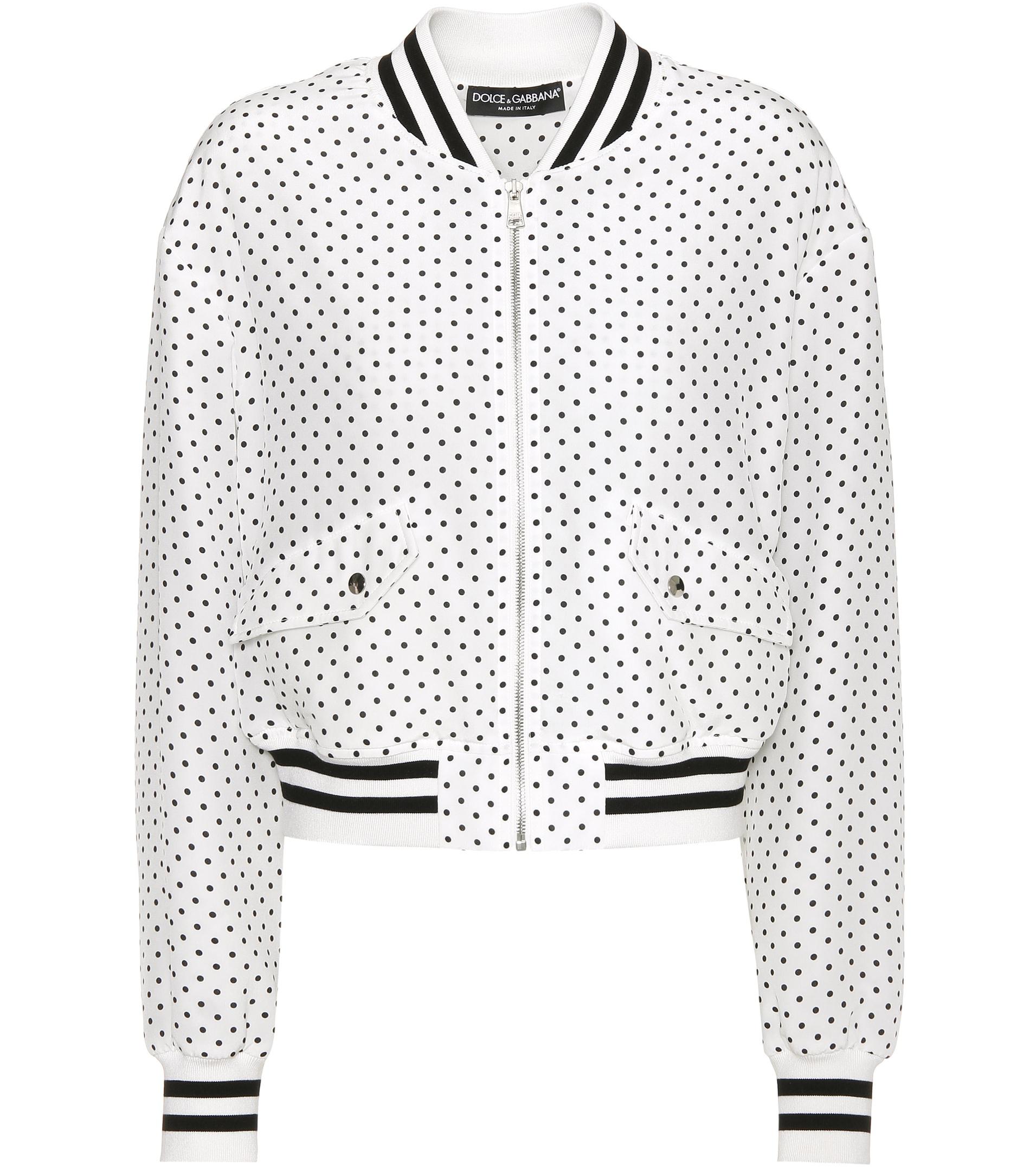 Dolce & Gabbana Polkadotted Silk Bomber Jacket in White Save 50 Lyst