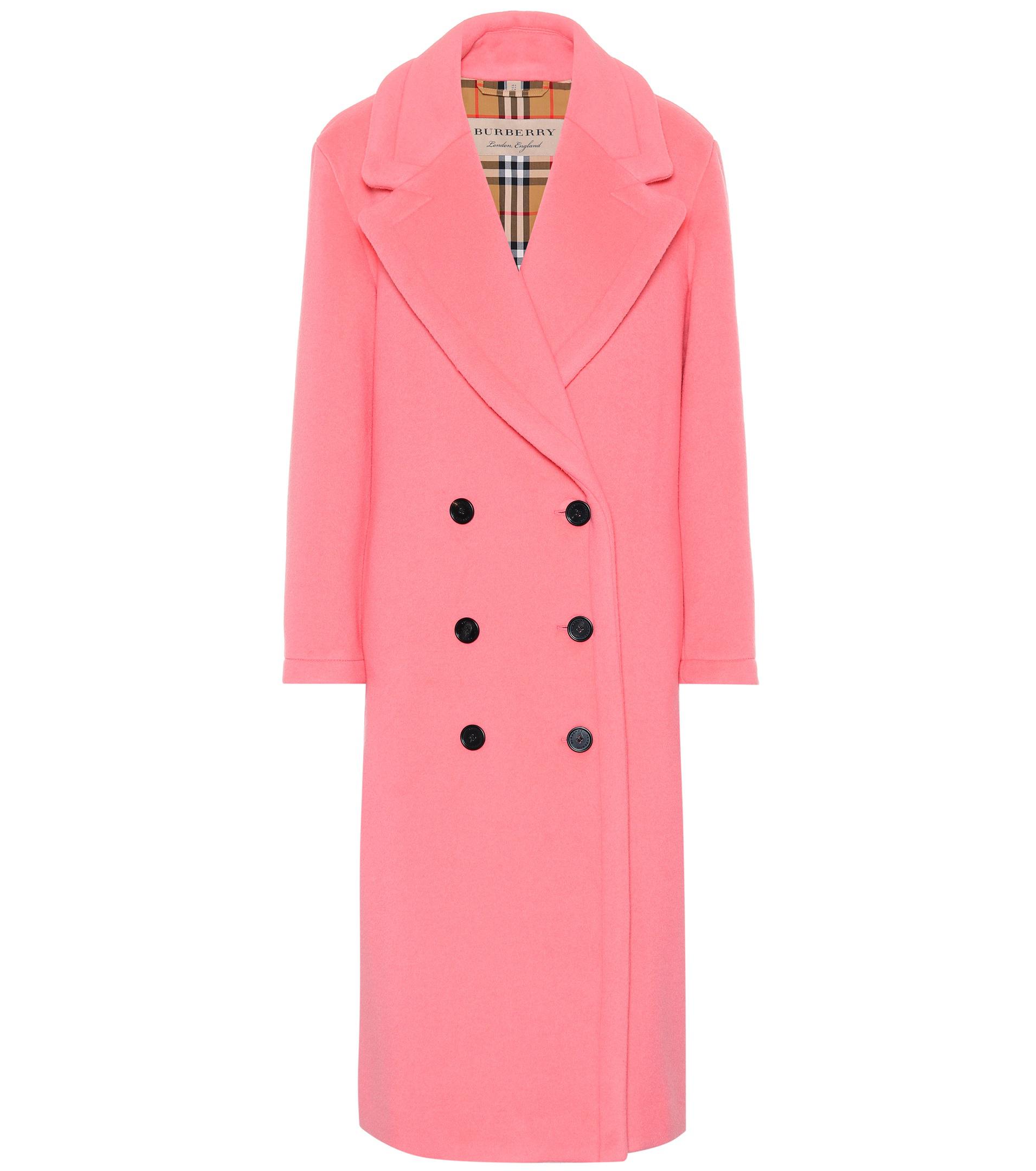Burberry Wolle Doppelreihiger Oversized-mantel Aus Einer  Woll-kaschmirmischung in Pink | Lyst DE