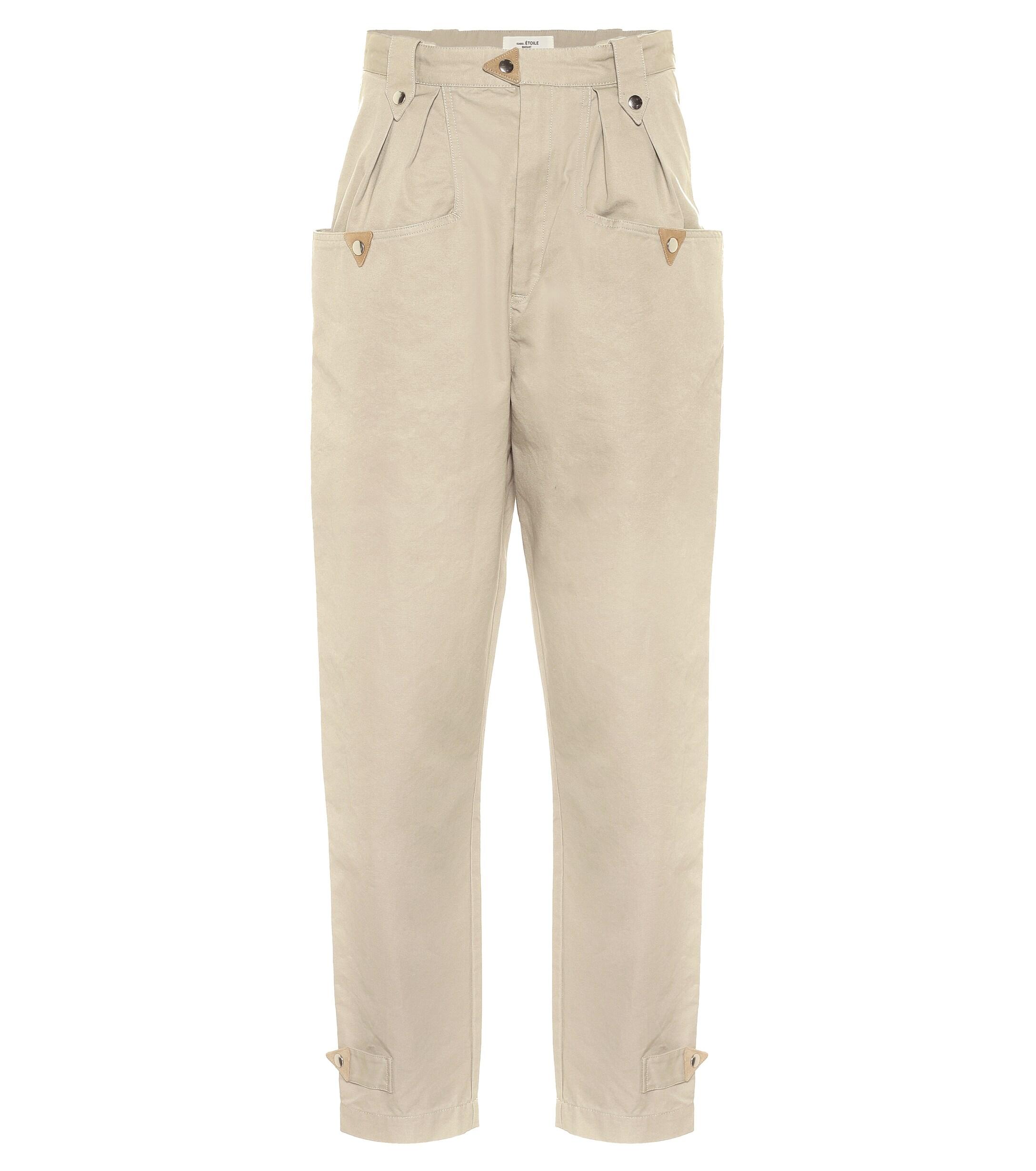 Pantalon Pulcie à taille haute en coton Étoile Isabel Marant en coloris  Neutre - Lyst