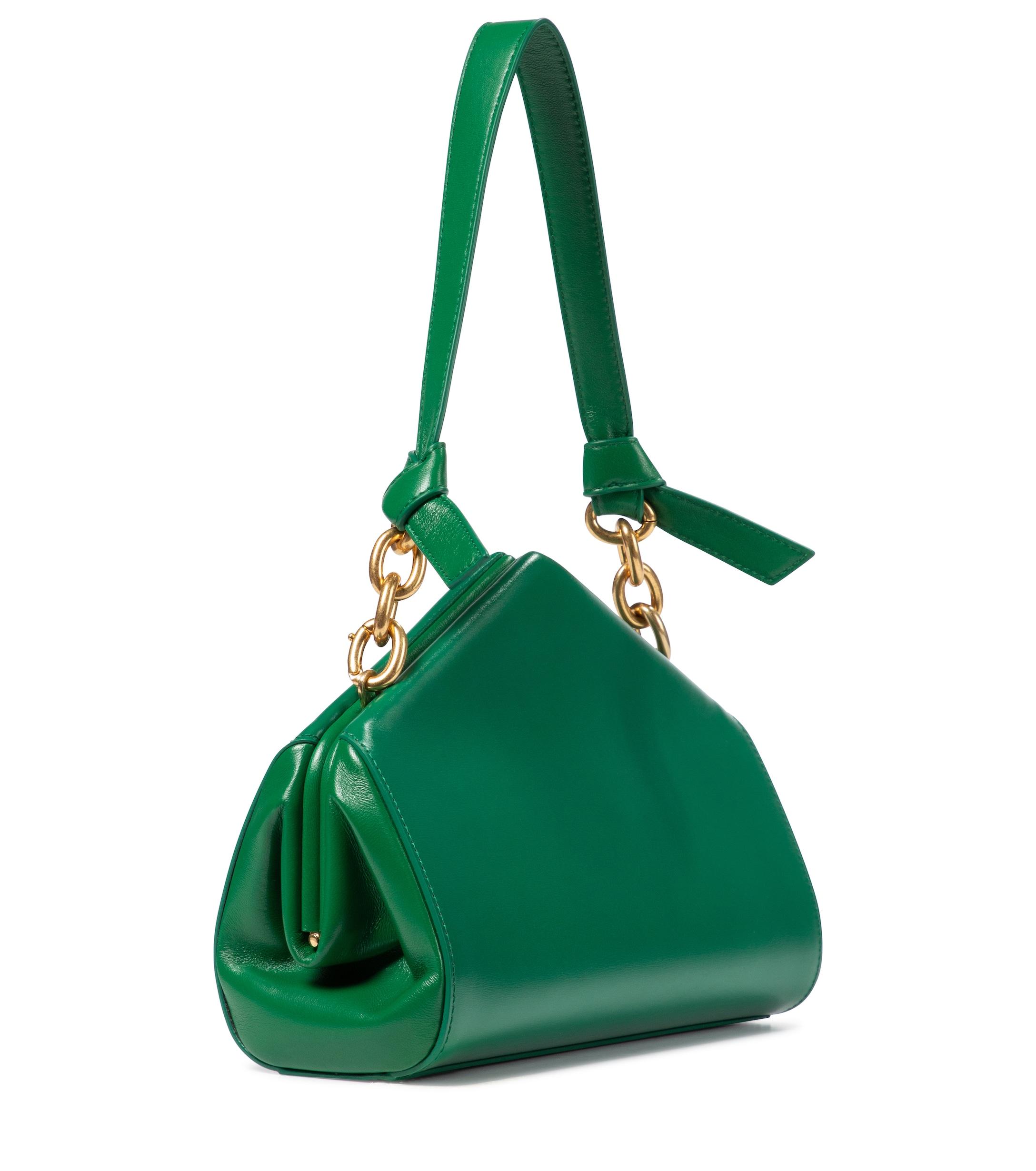 Bottega Leather Shoulder Bag in Green Lyst