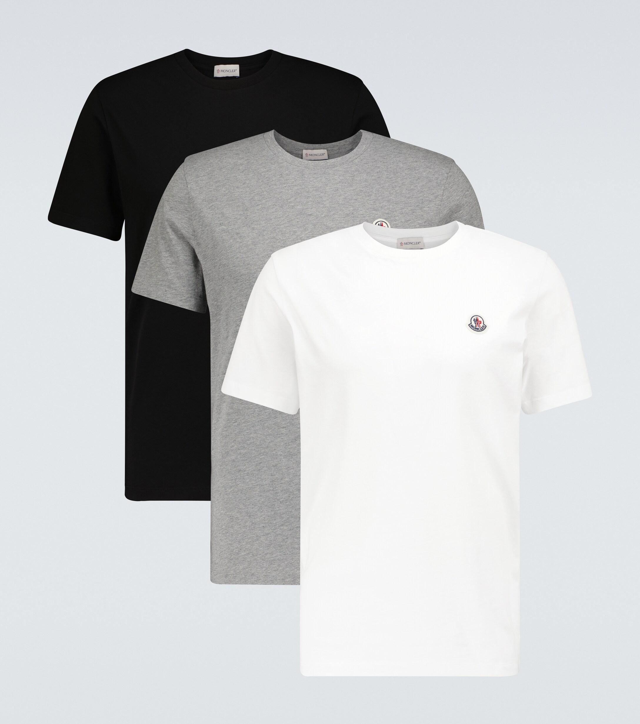 Moncler Pack Of Three Cotton T-shirts in White for Men | Lyst