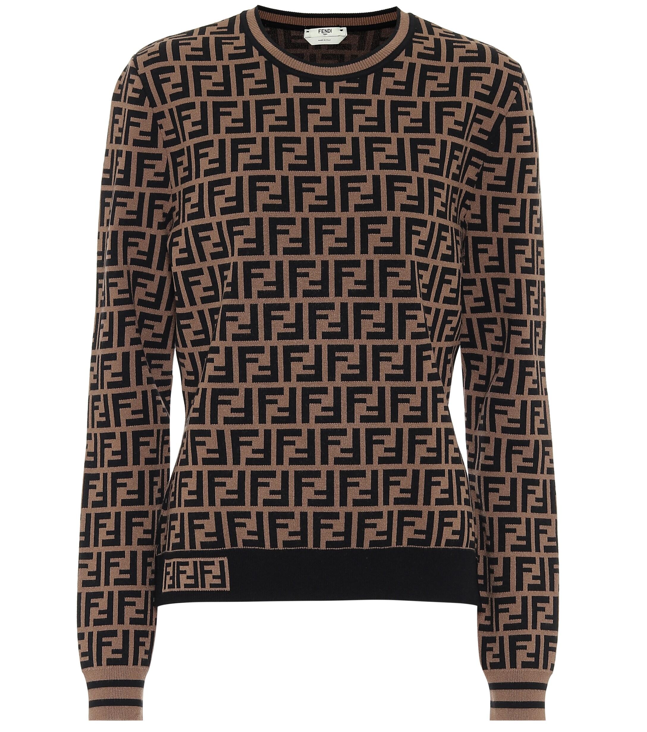 Fendi Ff Jacquard Sweater in Brown - Lyst