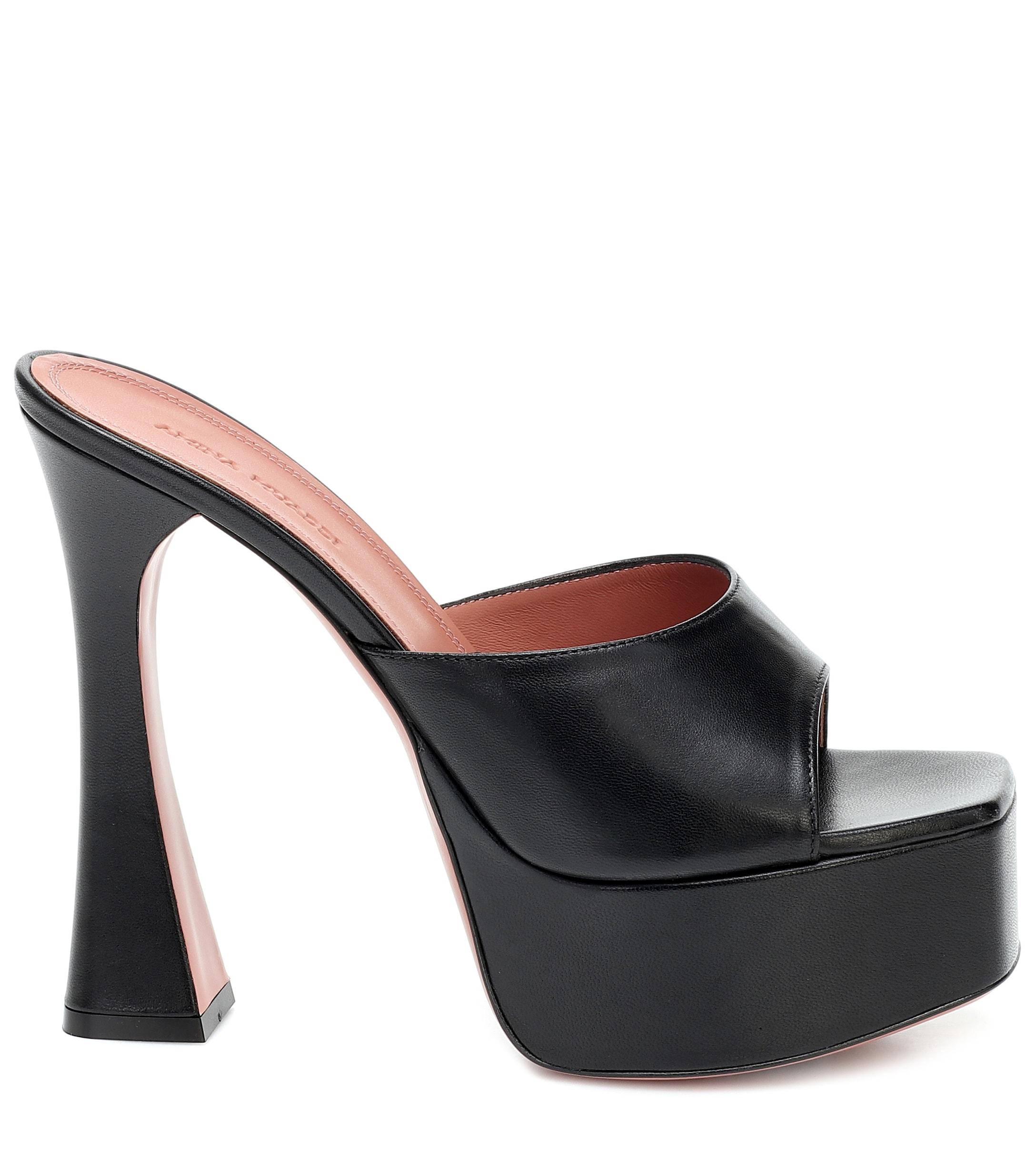 AMINA MUADDI Dalida Leather Platform Sandals in Black - Lyst