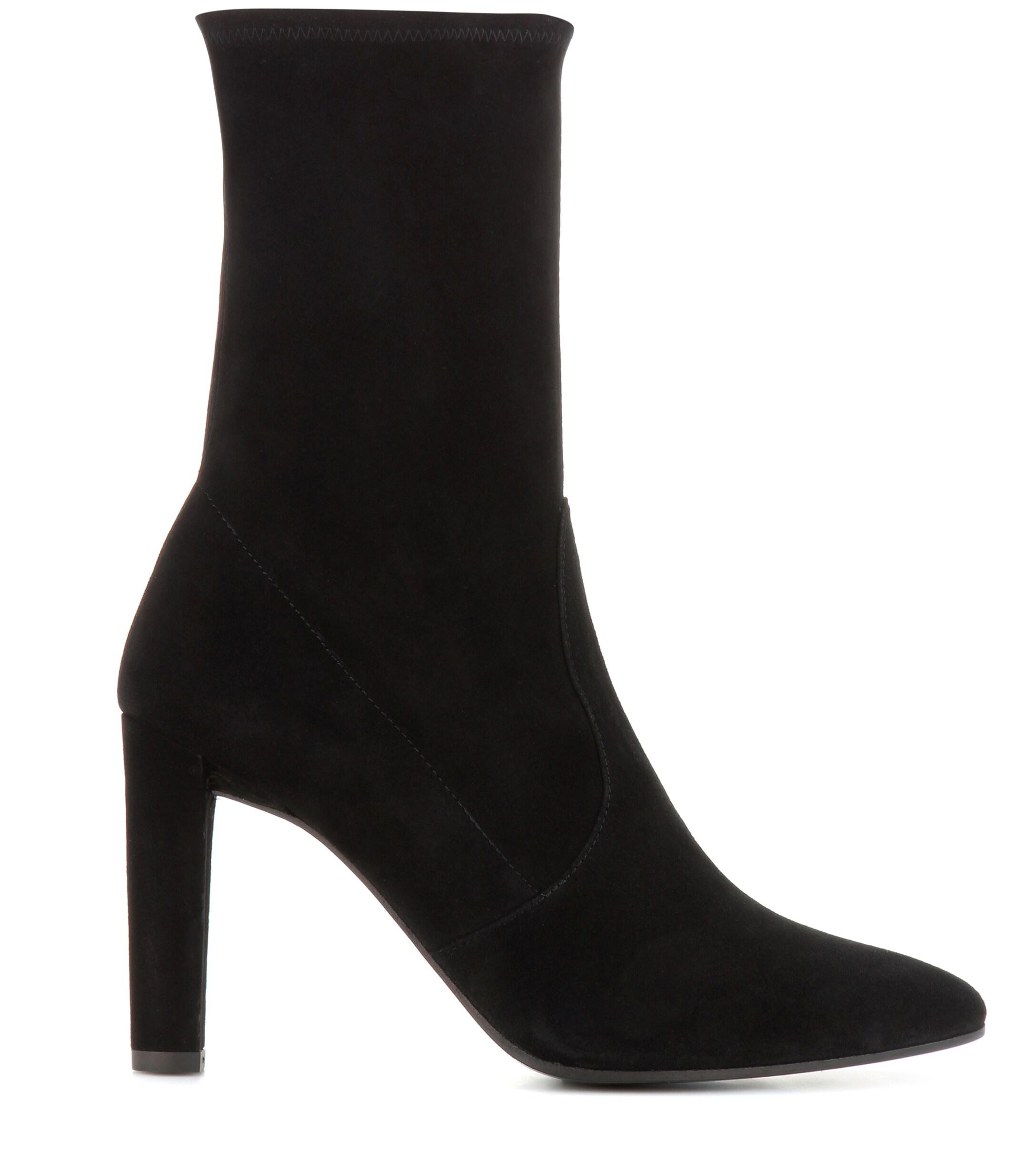 Stuart Weitzman Clinger Suede Ankle Boots in Black - Lyst