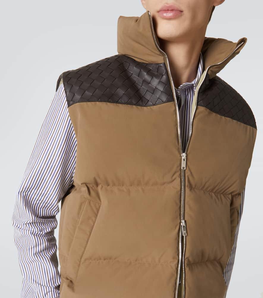 ジャケット BOTTEGA VENETA Khaki Cotton Padded Vest Bottega Veneta Intrecciato Cotton Poplin Down Vest - Brown