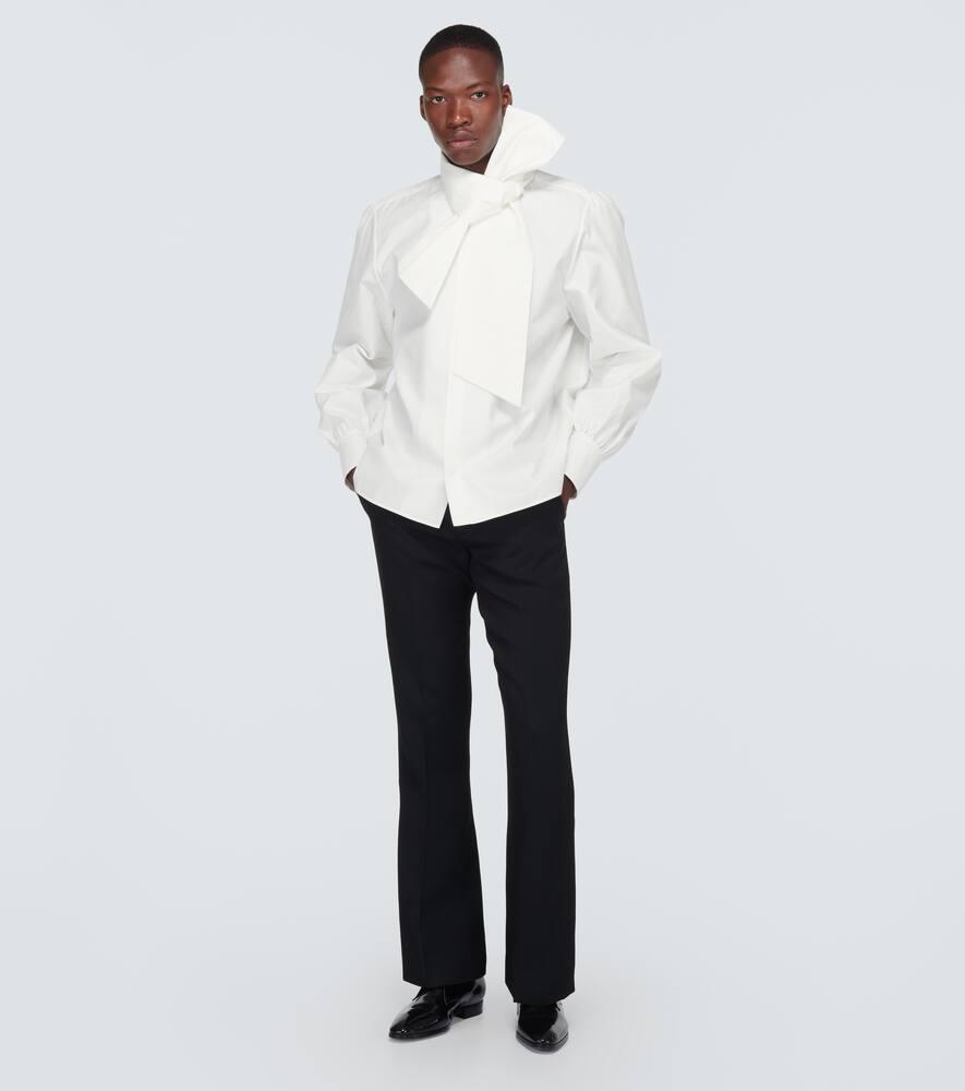 Saint Laurent Bow detail Cotton Poplin Shirt in White for Men Lyst