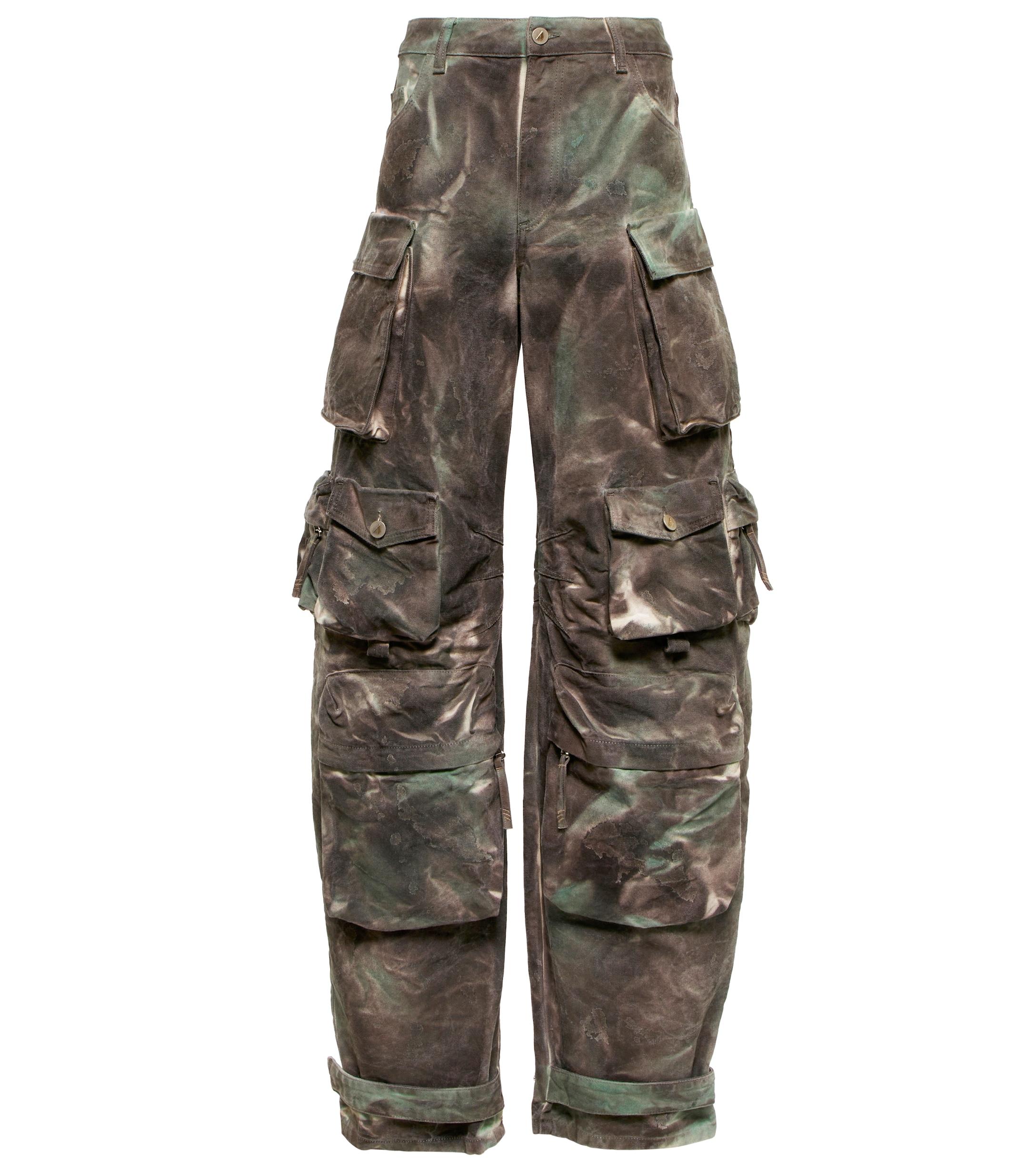 The Attico Fem Camouflage Denim Cargo Pants in Green Lyst