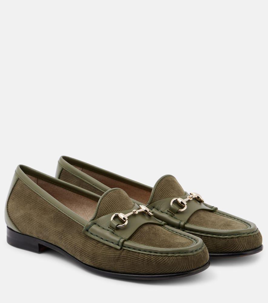 Gucci Horsebit-Embellished Corduroy And Leather Loafers in  display picture 1