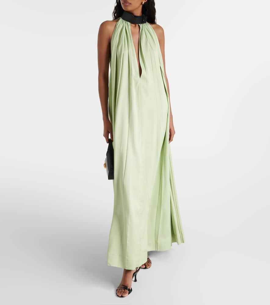 Ferragamo colour-block draped gown - Black
