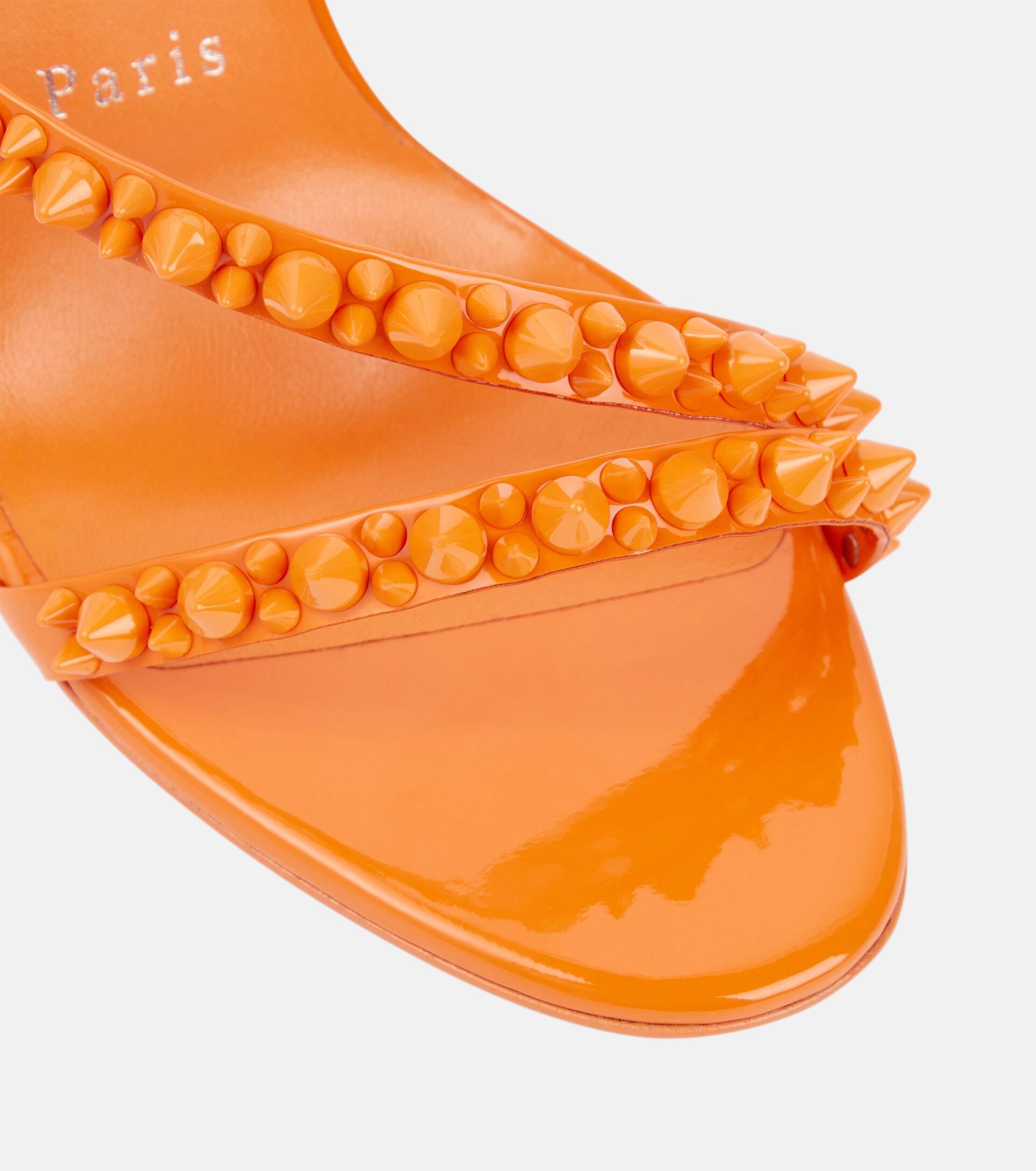 Mafaldina Spikes Leather Sandals in Orange - Christian Louboutin