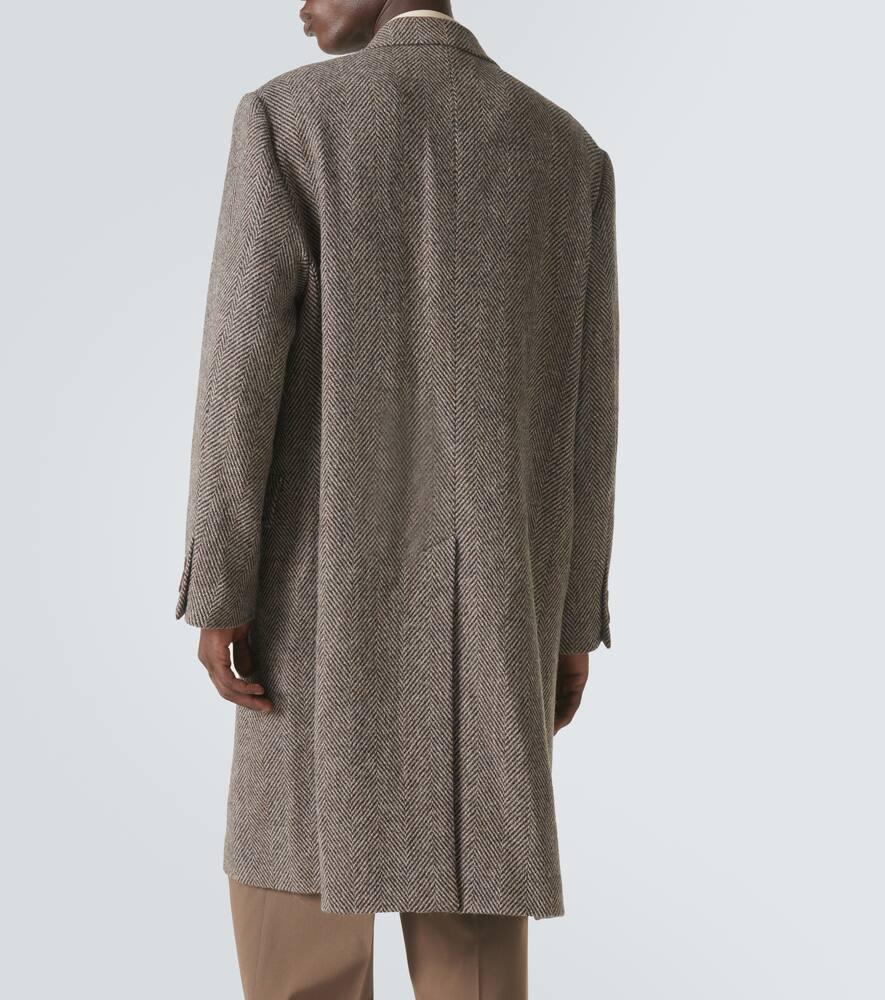 AURALEE Herringbone Wool-Alpaca Tweed Overcoat in Brown for Men | Lyst