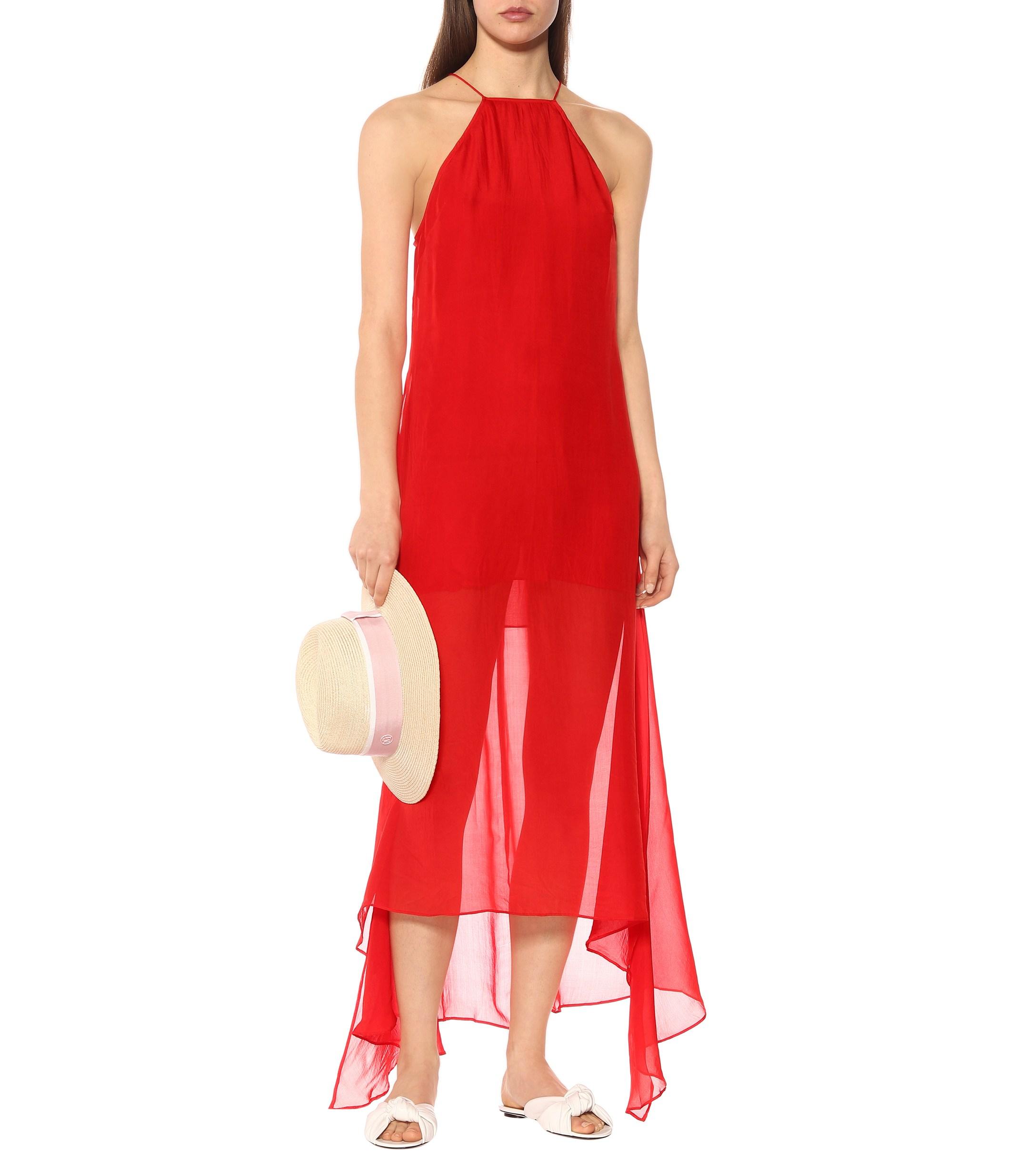 Alexandra Miro Sophia Silk Organaza Maxi Dress In Red Lyst