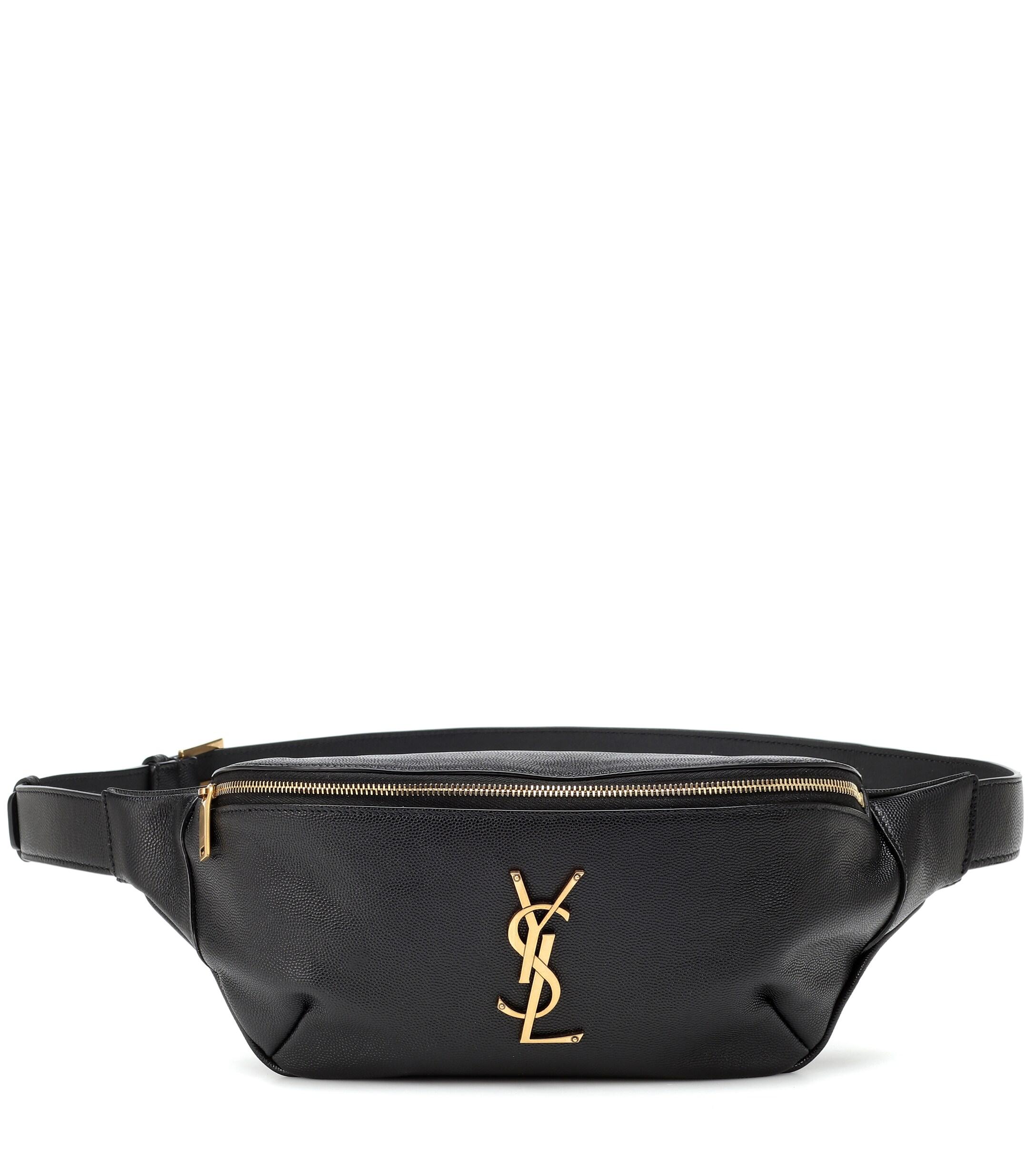 Saint Laurent Classic Monogram Leather Belt Bag in Black Lyst