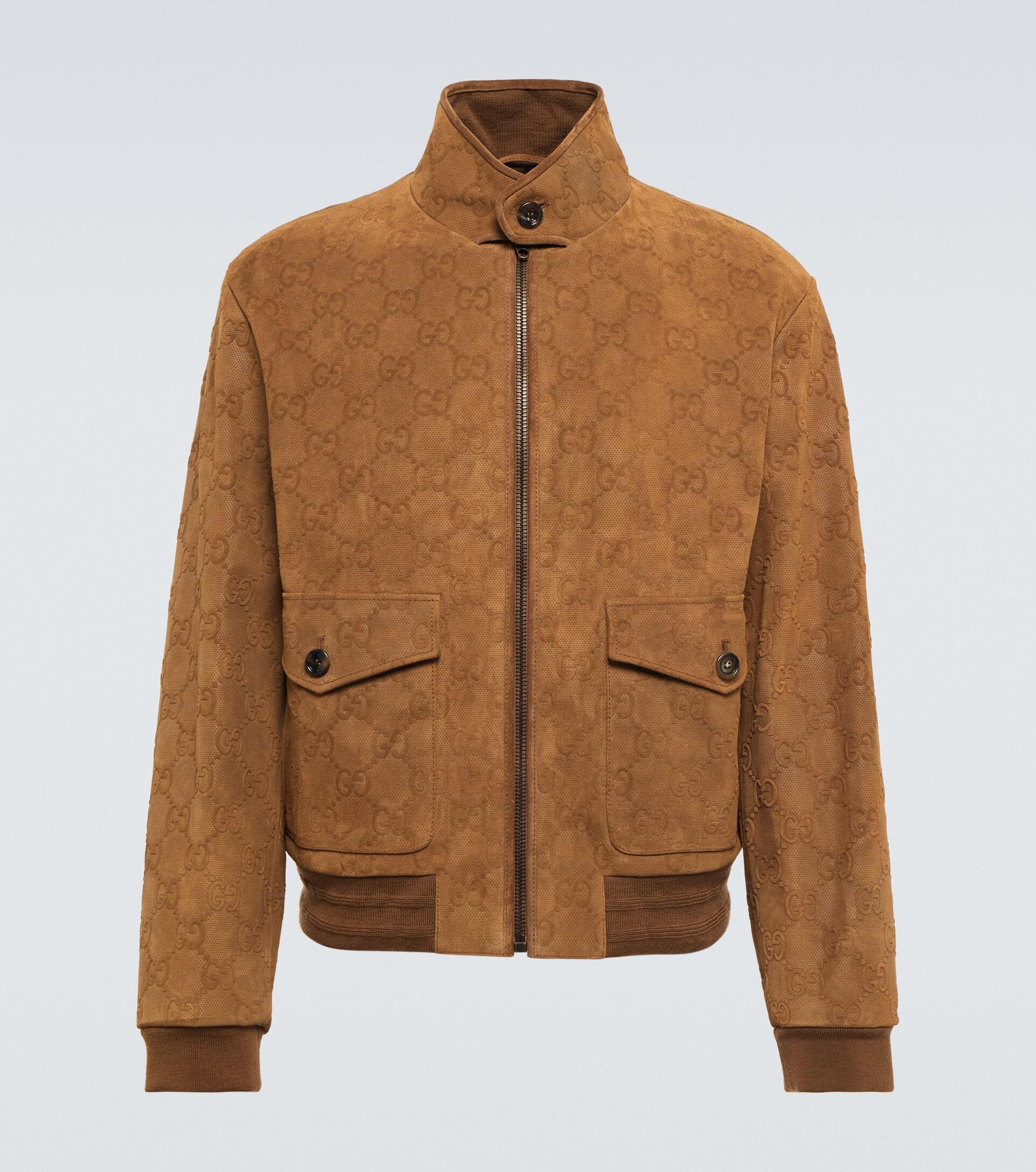 Gucci GG Suede Bomber Jacket in Brown for Men | Lyst