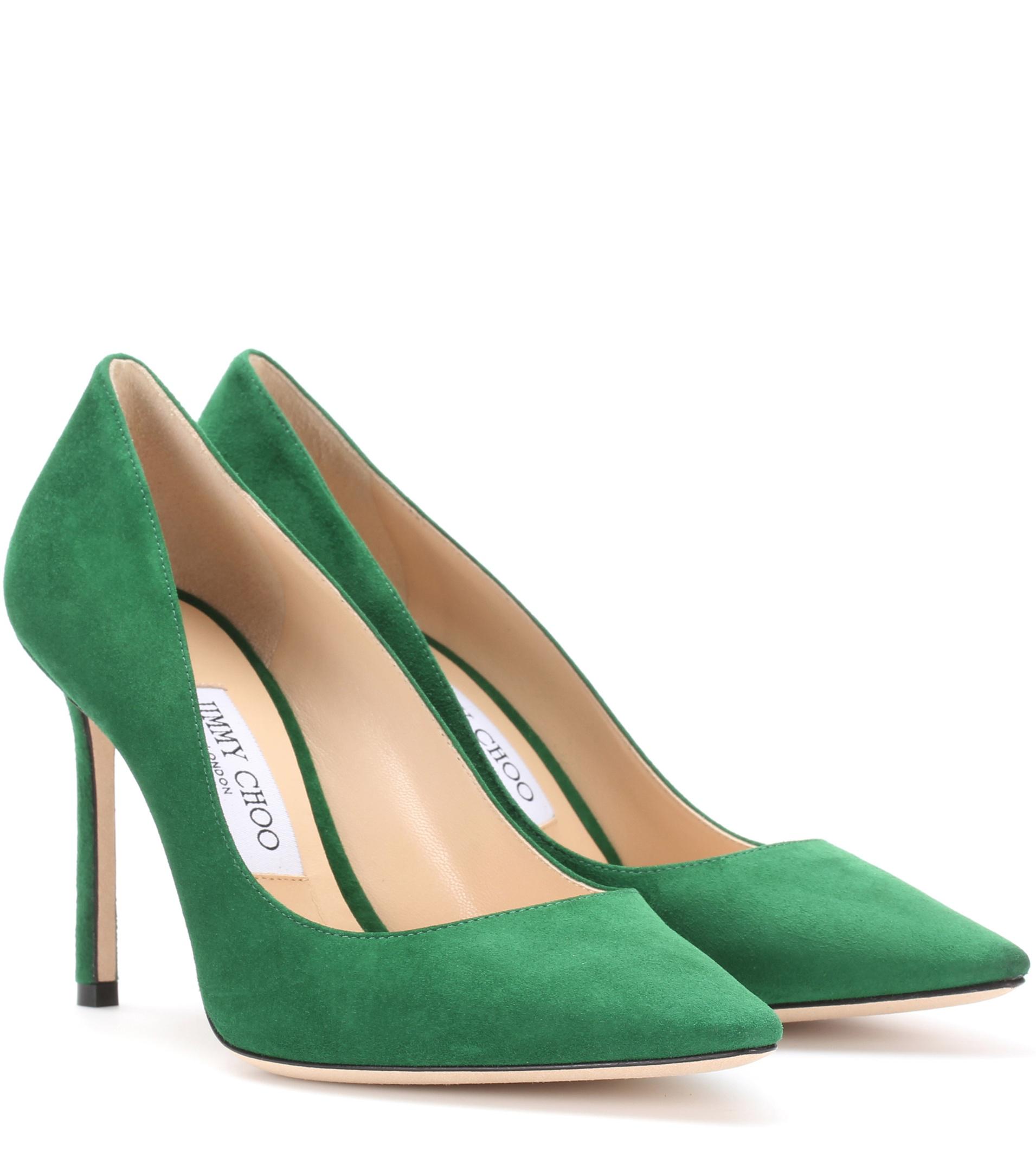 Jimmy Choo Romy 100 Suede Pumps in Green - Lyst