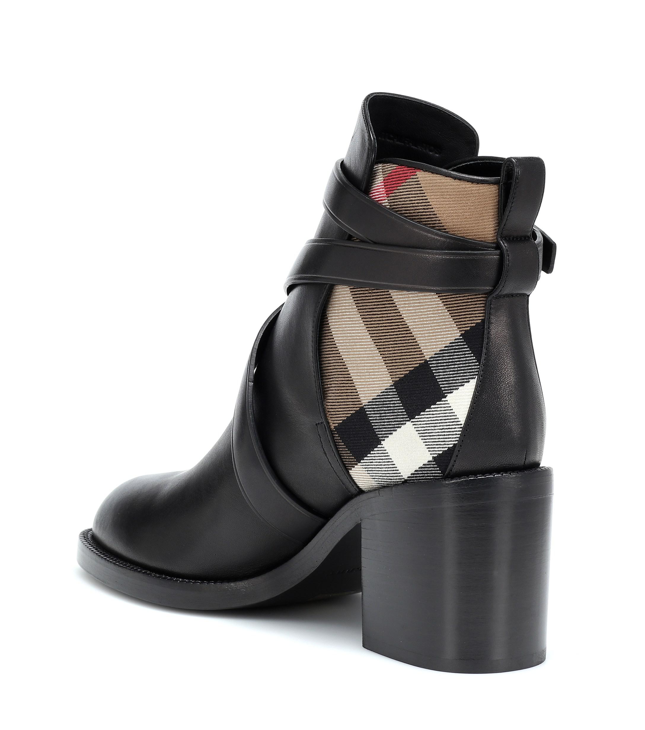 pryle check block heel bootie burberry