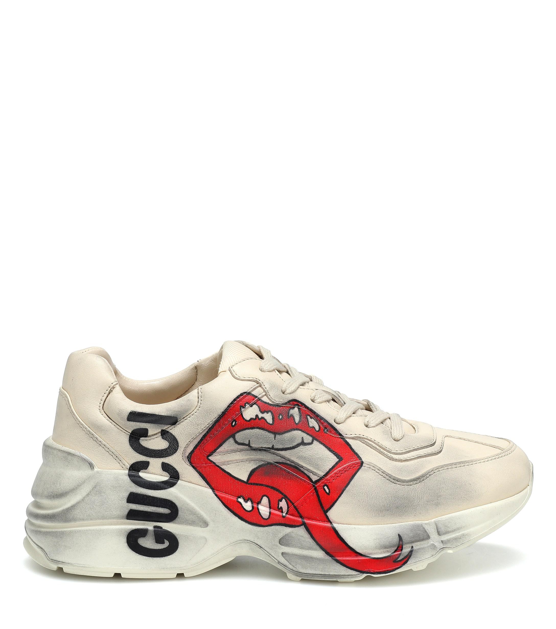 Gucci Rhyton Leather Sneakers - Lyst