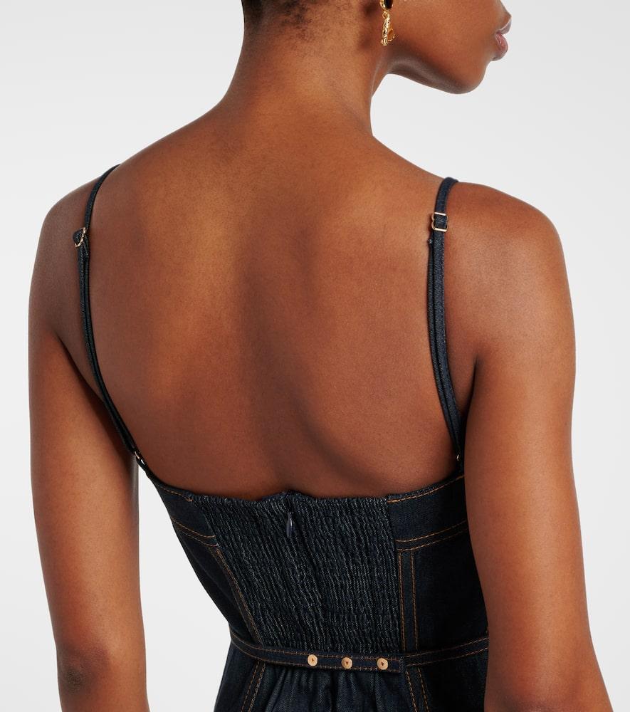 zimmermann crush denim corset dress Zimmermann Crush Denim Bustier Midi Dress Blue Size 0P