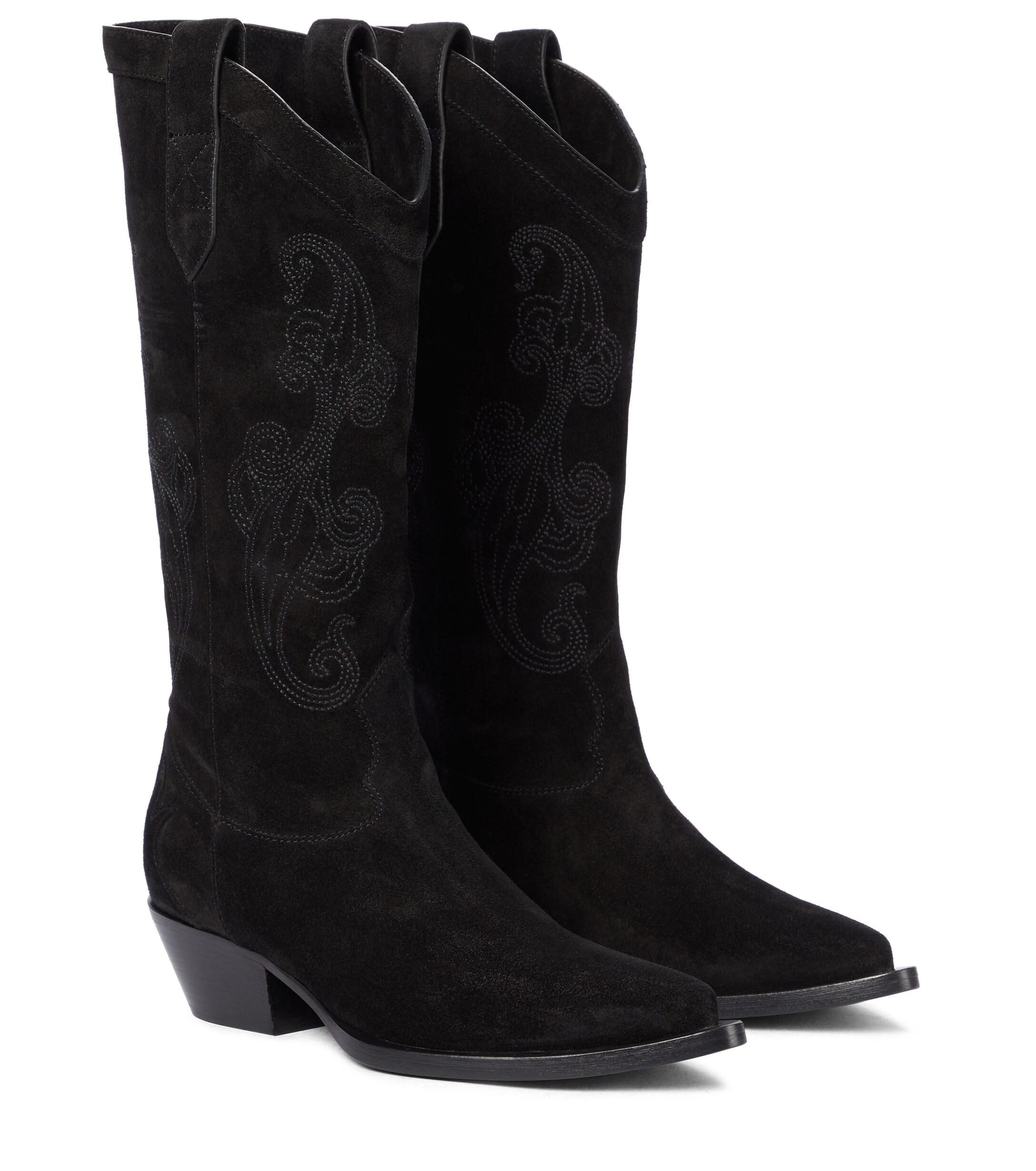 black western boots suede