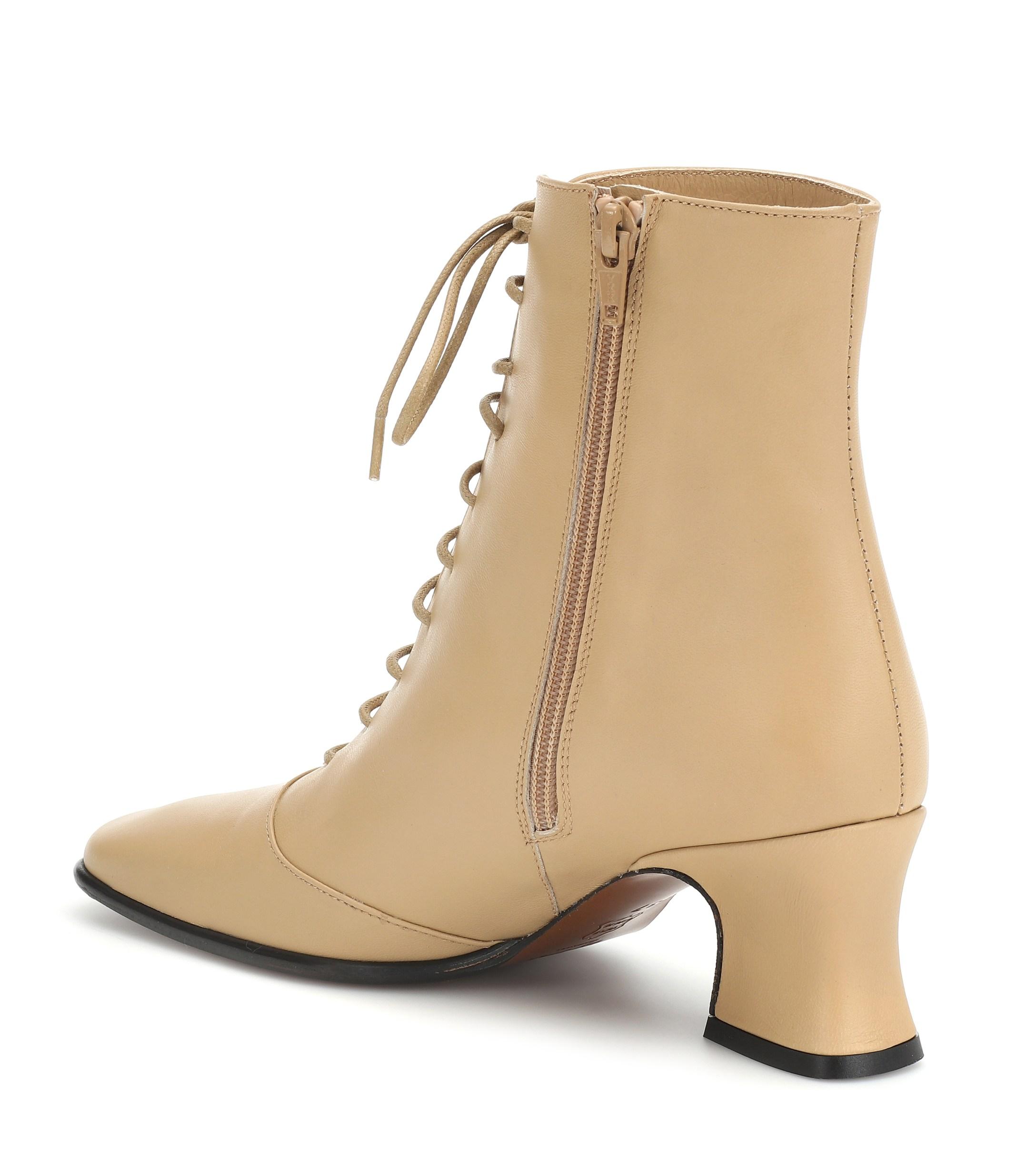 BY FAR Kate Leather Ankle Boots in Cream (Natural) - Lyst