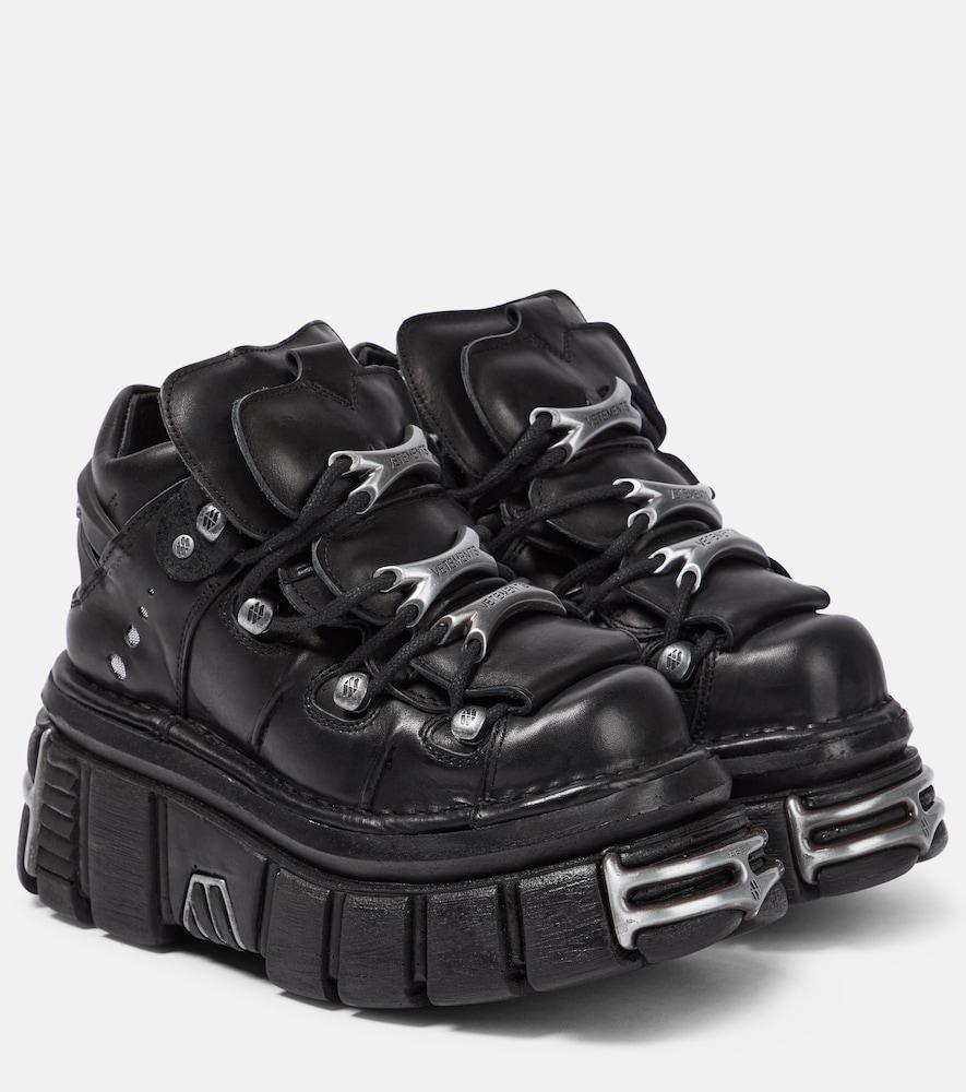 Vetements X New Rock Leather Platform Sneakers in Black