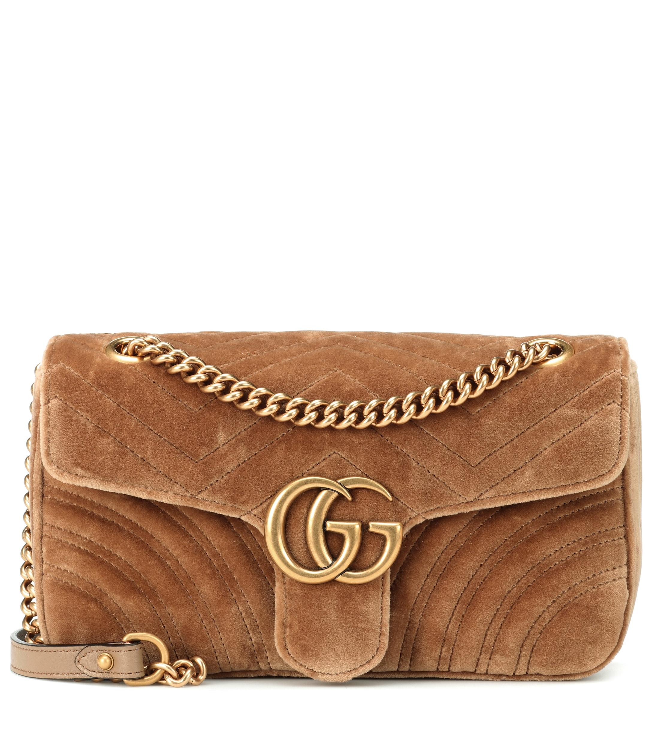 Gucci Samt Schultertasche GG Marmont in Braun | Lyst AT