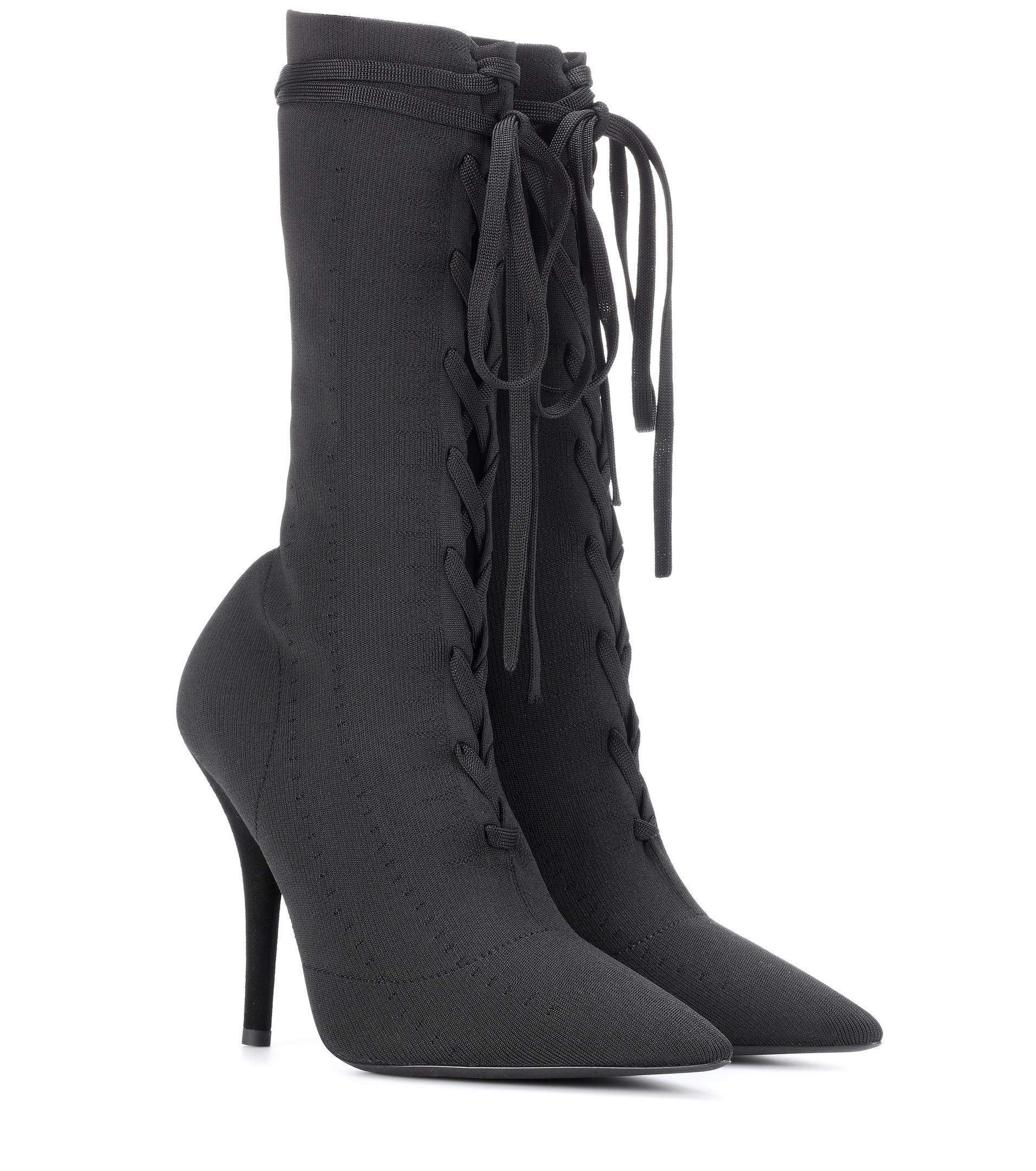 Yeezy Lace-up Knit Ankle Boots (season 5) in Black | Lyst